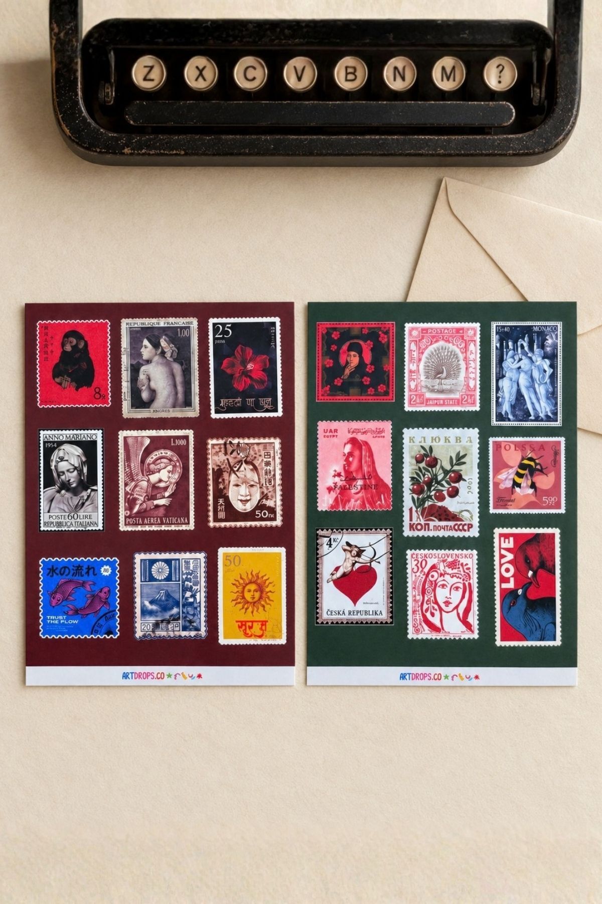 Journal 2’li Sticker Seti – Vintage Pul Temalı Dekoratif Etiketler