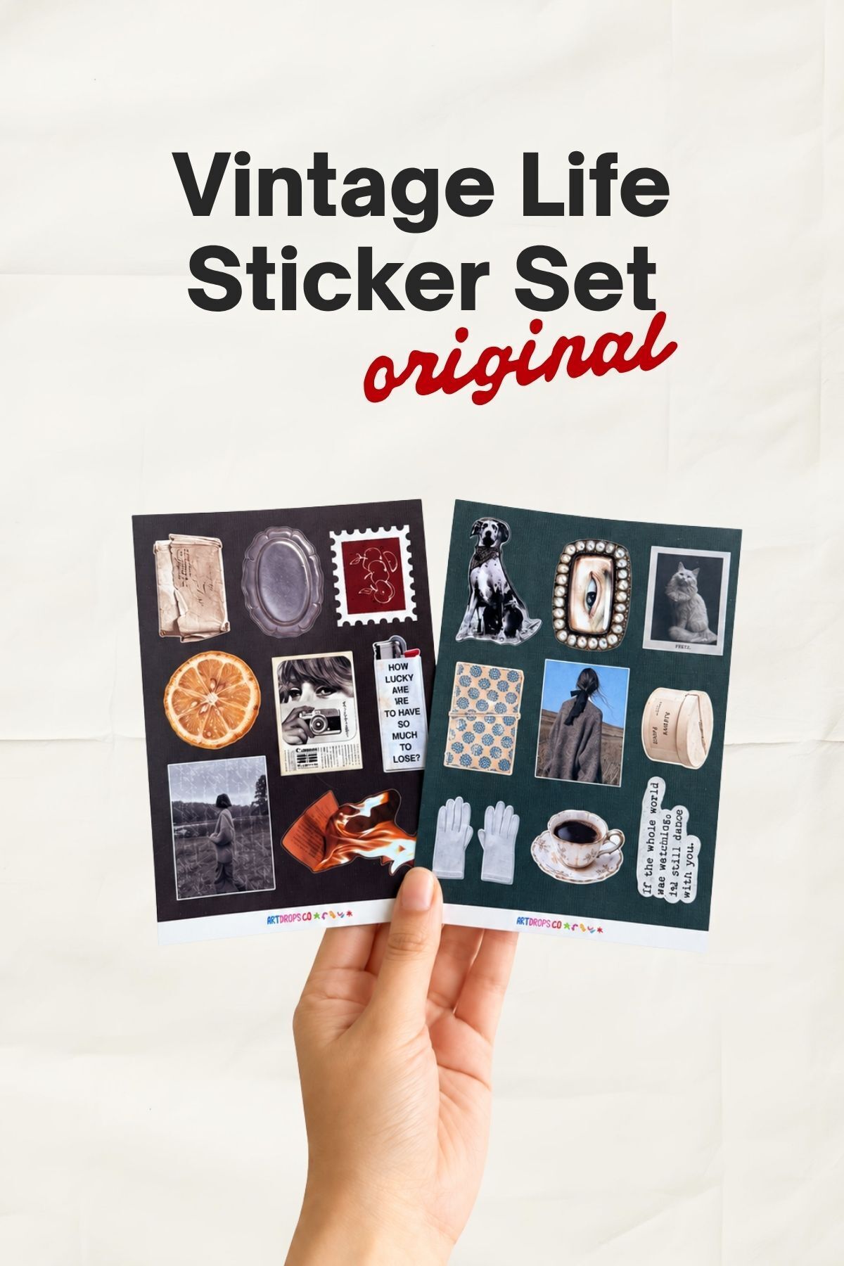 Vintage Life 2’li Sticker Seti – Retro Dekoratif Etiketler