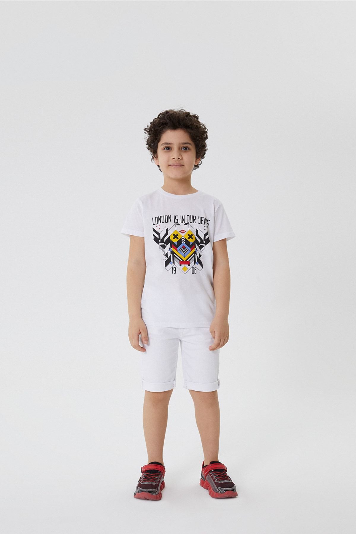 ربات پسرانه تی شرت یقه سفید 202 LCB 242006 Lee Cooper