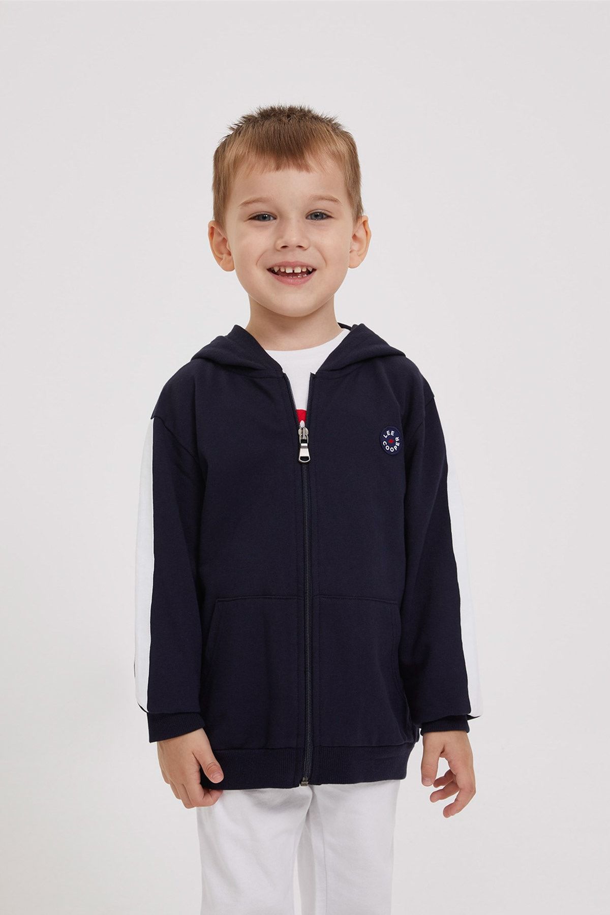 پسرانه Leo Hooded Ferm.S-Shirt Indigo 202 LCB 241001 Lee Cooper