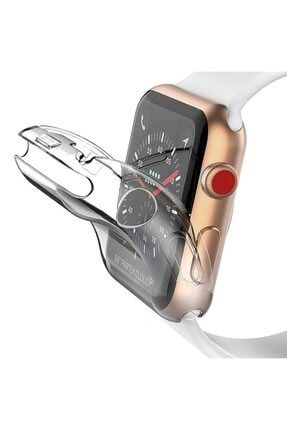 Apple Watch 2 3 4 5 6 7 Se Uyumlu Akıllı Saat 38 Mm 360 Tam Koruma Şeffaf Silikon Kılıf seffafsilikon1225b