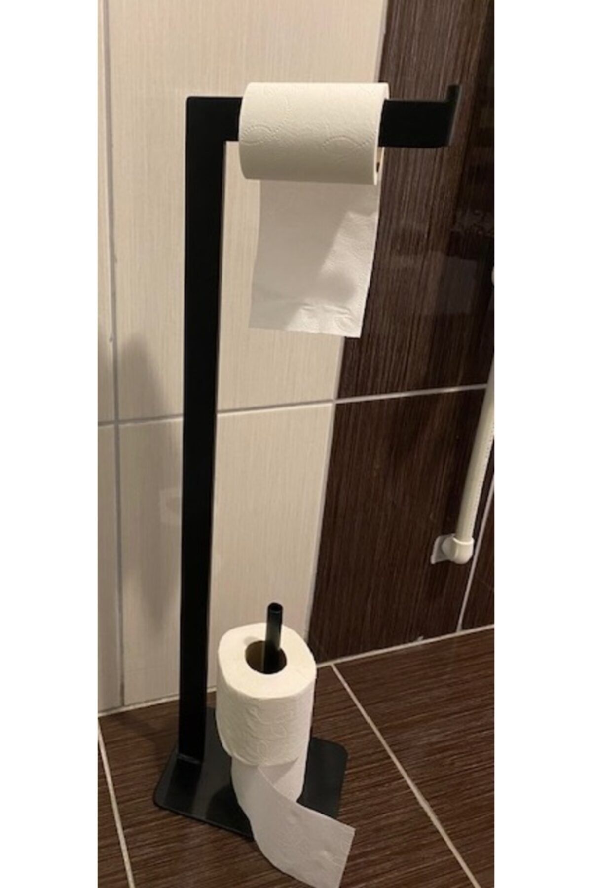 RENK YAPI RÜYASI Suport Pentru Hârtie Igienică Cu Design Special Negru, Anti-răsturnare, Cu Picior Pătrat Din Fontă, Anti-răsturnare, Anti-balansare -