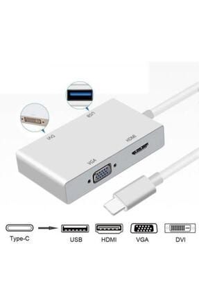 4ın1 Type-c To Hdmı-vga-dvı-usb Çevirici Macbook Dönüştürücü Adaptör Tkcnl4in101