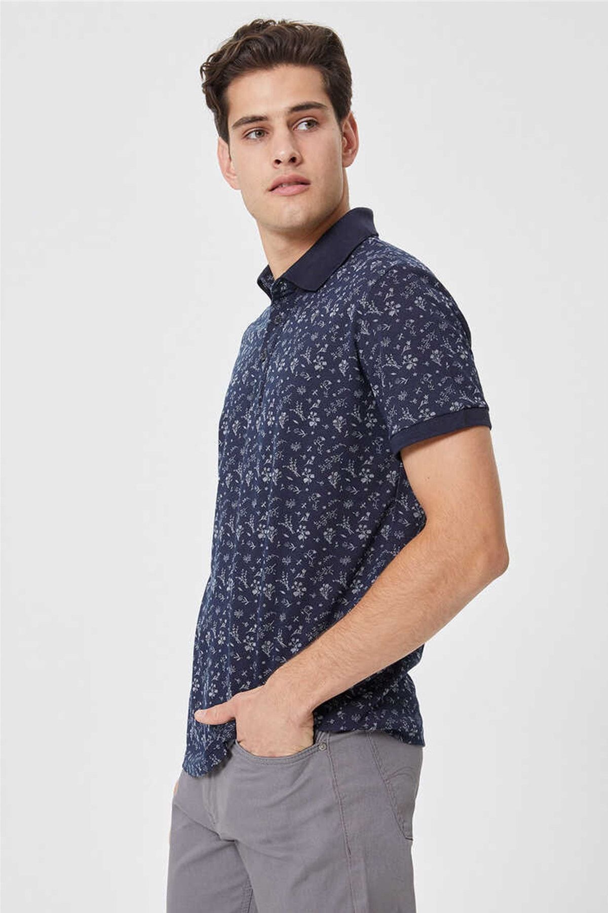 Lee Cooper-تي شيرت فريش بولو للرجال باللون الأزرق الداكن 212 LCM 242045 2