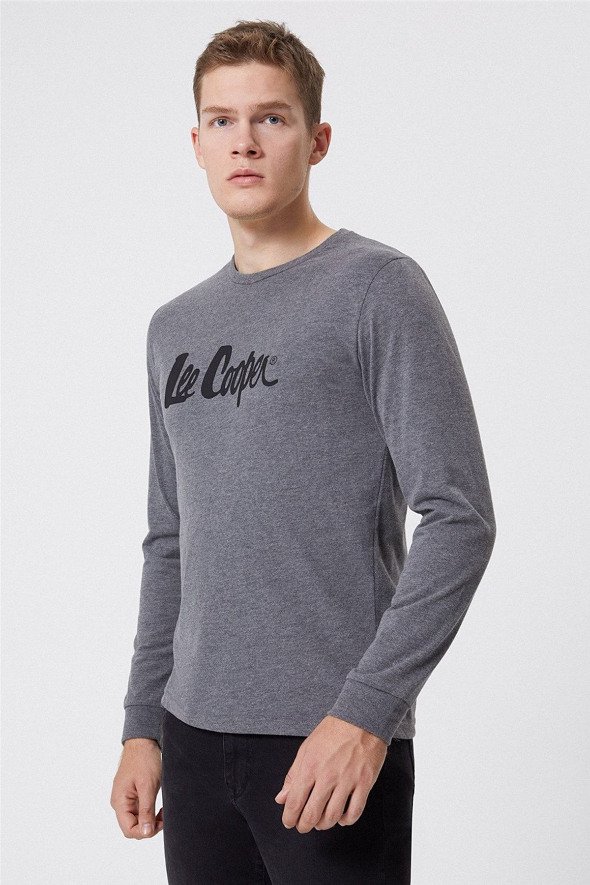 تی شرت خاکستری مردانه Zayne O Yaka U.Kol Anthracite Melanj 221 LCM 242001 Lee Cooper