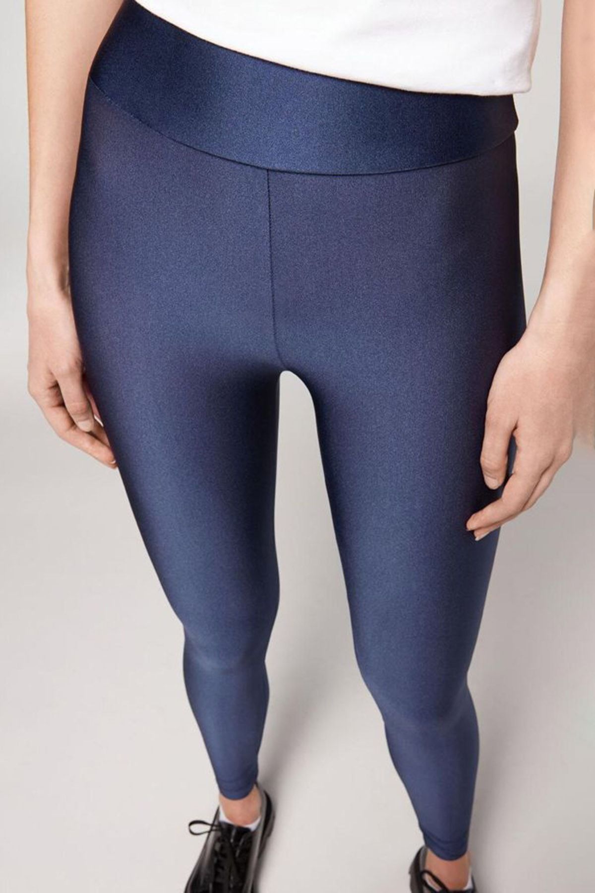 XHAN Schwarze gerippte Leggings mit hoher Taille für Damen 2YZK5