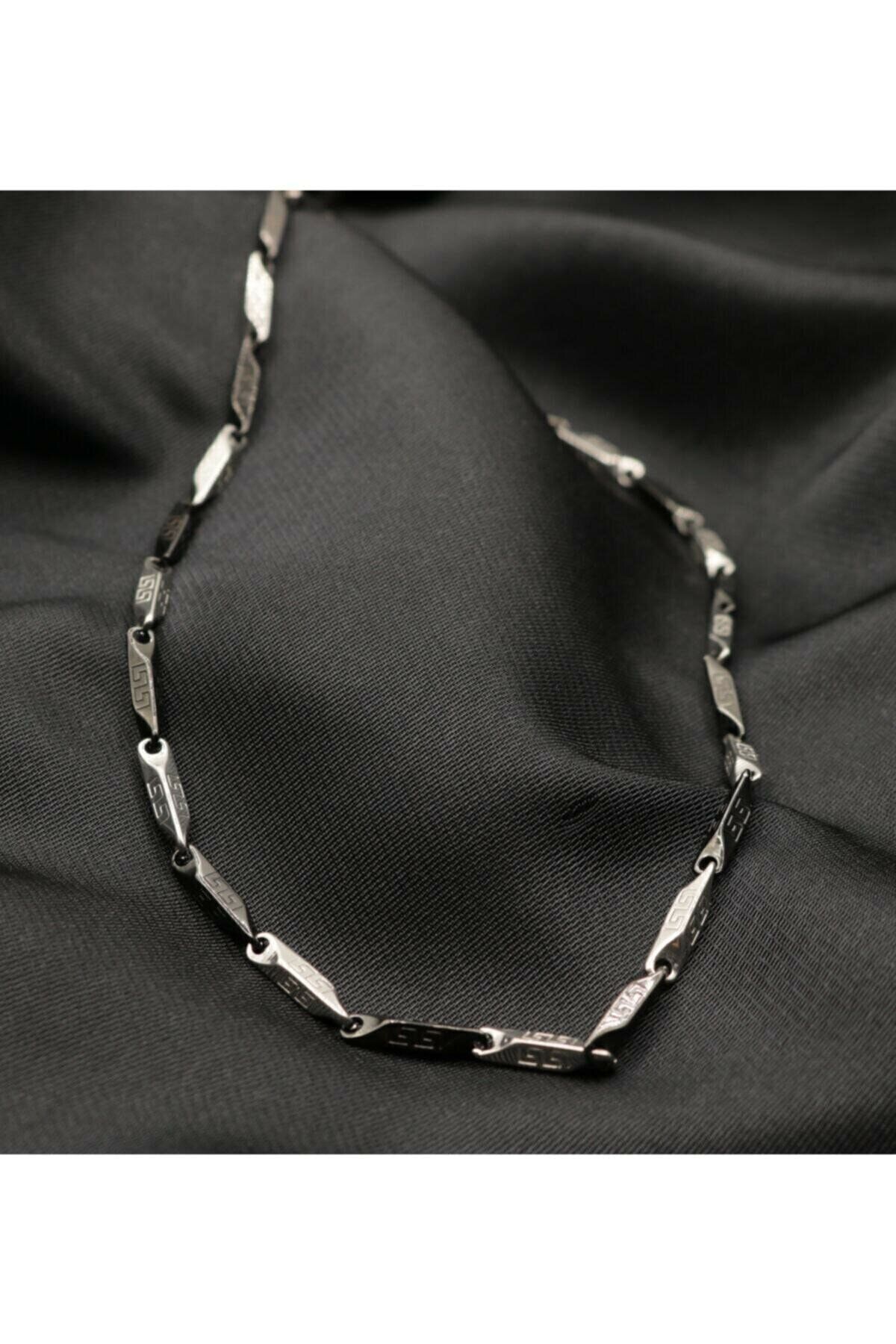 Loca Collection-Black Gray Cube Triangle Men's Steel Necklace 2