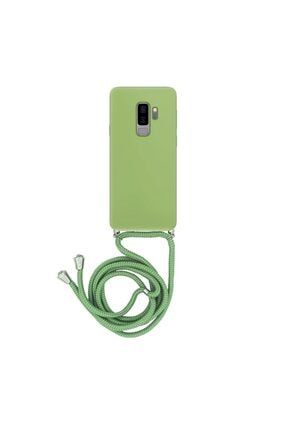 Samsung S9 Plus Içi Kadife Boyun Askılı Liquid Silikon Kılıf Yeşil YLA059