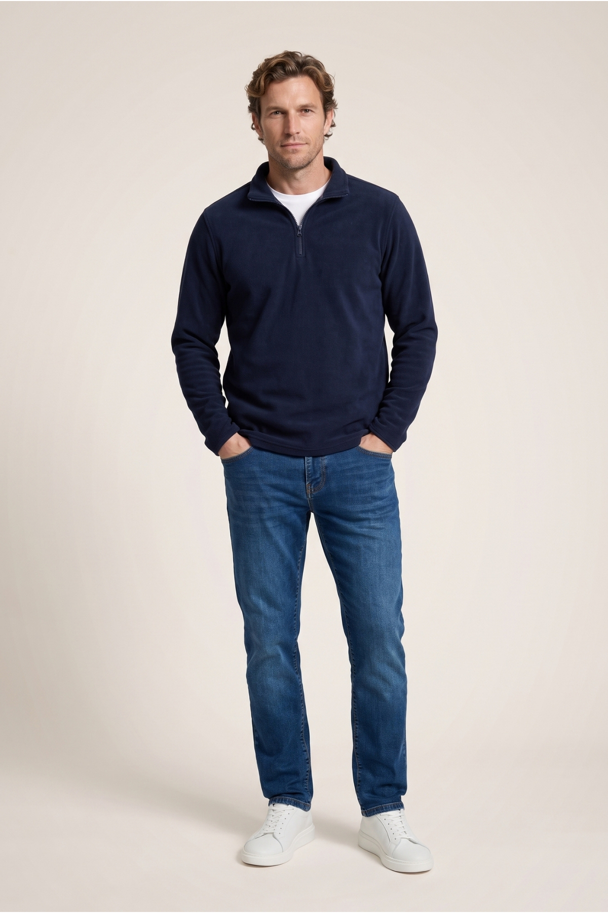 Fermuarlı Bato Yaka Regular Fit Polar Sweatshirt — سرمه‌ای KK27C00000038 — تصویر 5 از 6