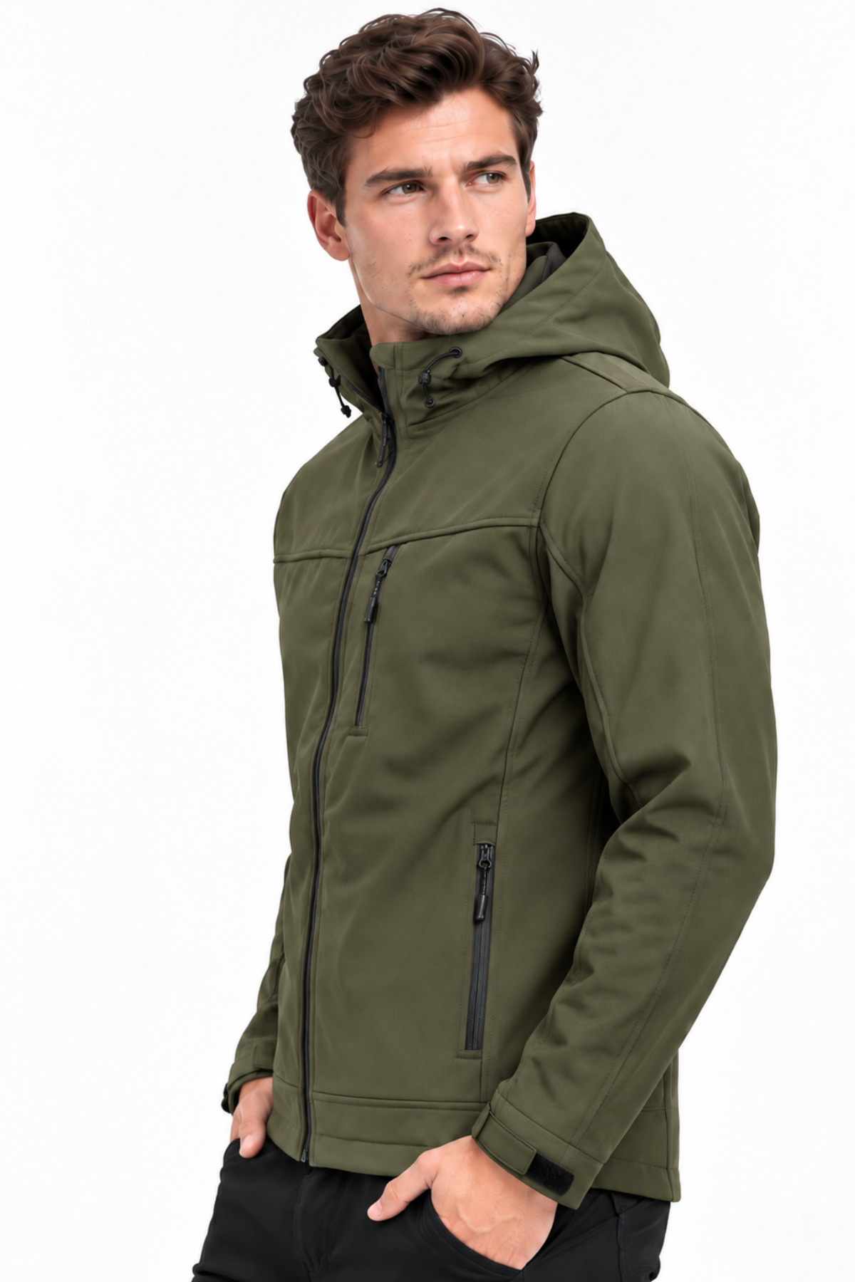 Erkek Mont İçi Polarlı Softshell Mont Su ve Rüzğar Geçirmez Kapüşonlu Spor Mont — رنگارنگ MONT-SOFT01 — تصویر 2 از 7