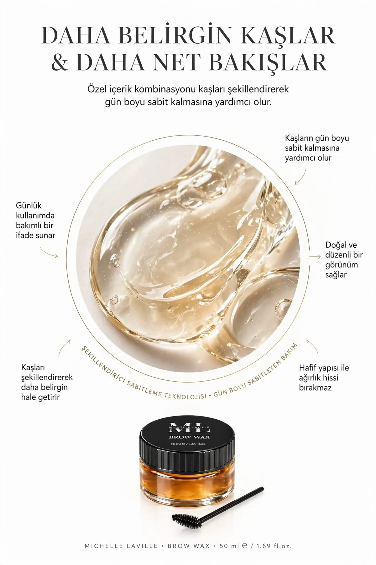 Kaş Sabitleyici Wax 50 ml | Güçlü Kaş Şekillendirici Brow Wax | Kaş Jeli | Lamination Etkili | Keratin & Biberiye Yağlı | 48 Saat Kalıcı — رنگارنگ 27727272828 — تصویر 5 از 6