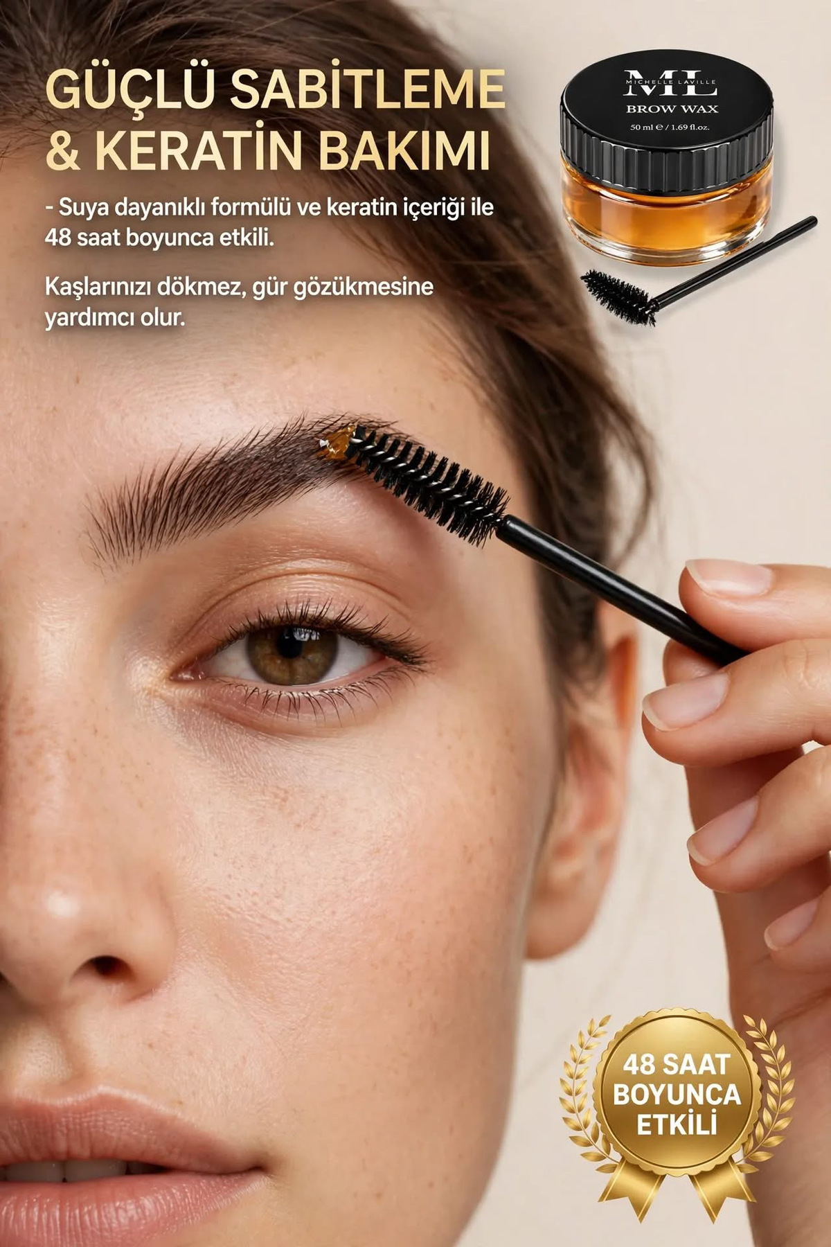 Kaş Sabitleyici Wax 50 ml | Güçlü Kaş Şekillendirici Brow Wax | Kaş Jeli | Lamination Etkili | Keratin & Biberiye Yağlı | 48 Saat Kalıcı — رنگارنگ 27727272828 — تصویر 3 از 6