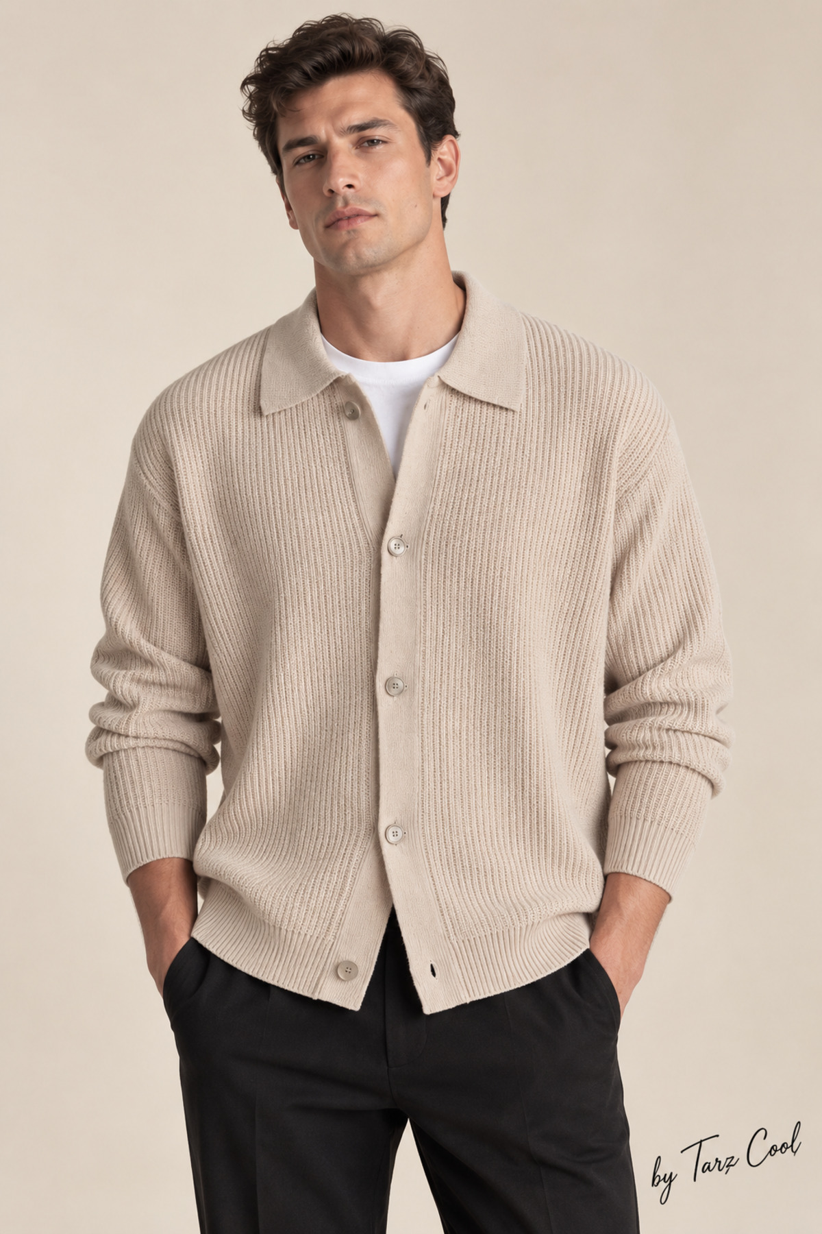 Tarz Cool Erkek Taş Düğme Detaylı Regular Fit Hırka — خاکستری HRK19188