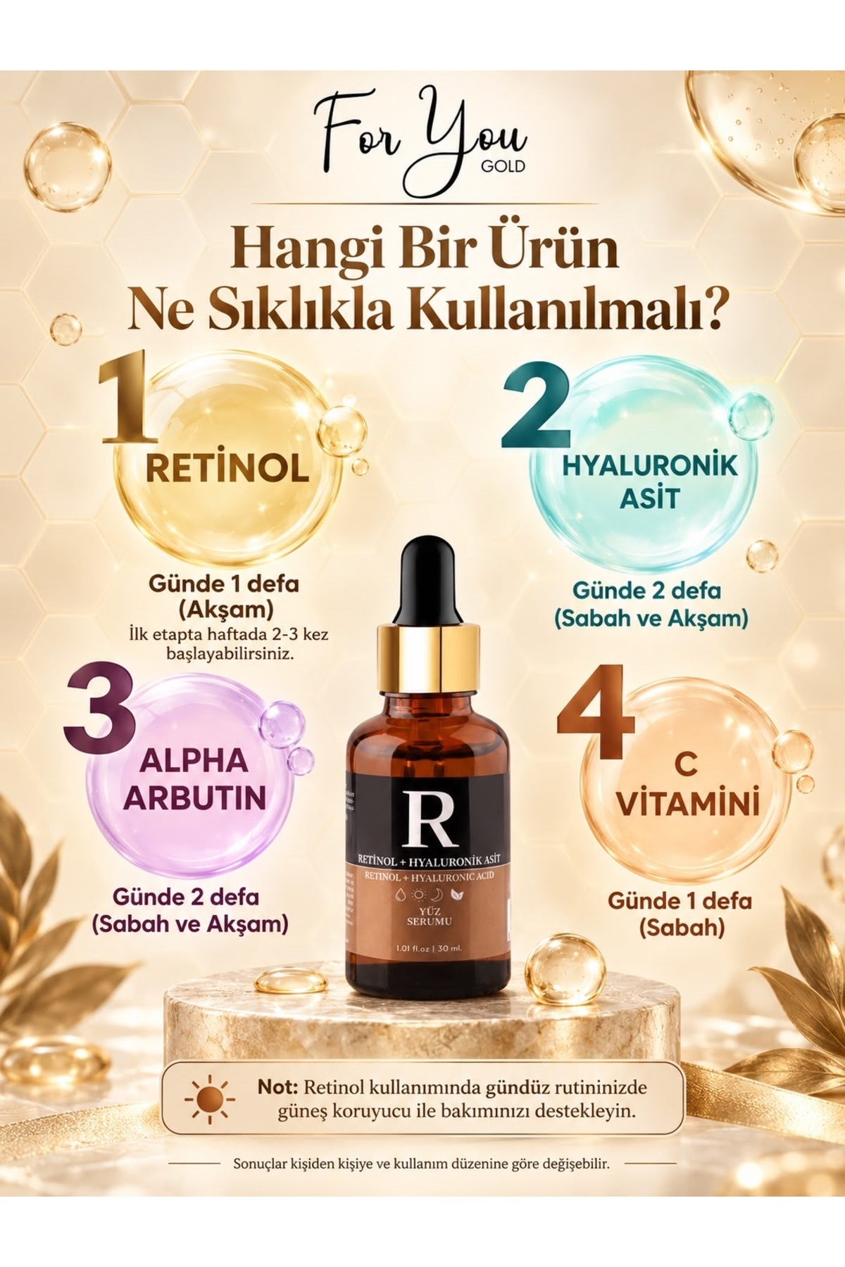 Retinol Içeren Leke Ve Kırışıklık Karşıtı, Aydınlatıcı Ve Nemlendirici Serum 30 ml — RET01 — تصویر 6 از 8