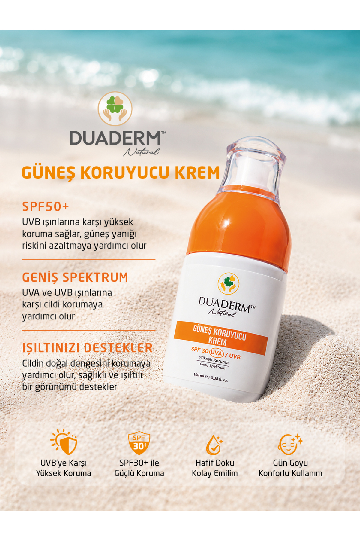 کرم ضد آفتاب فیلتردار صورت و بدن نسل جدید SPF30+ (UVA/UVB) 100 میلی لیتر — DUA00064 — تصویر 4 از 4