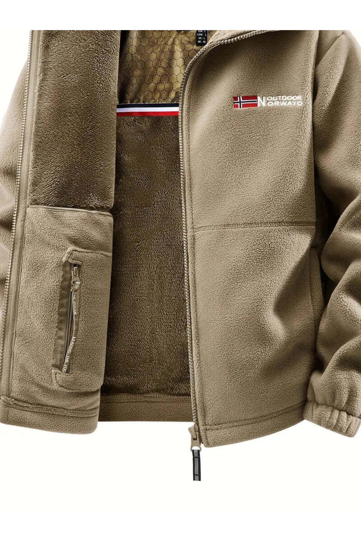 Çift Katlı İçi Kürklü Kaban Hoddie — بژ TIMORISEKABANBEJS — تصویر 2 از 4