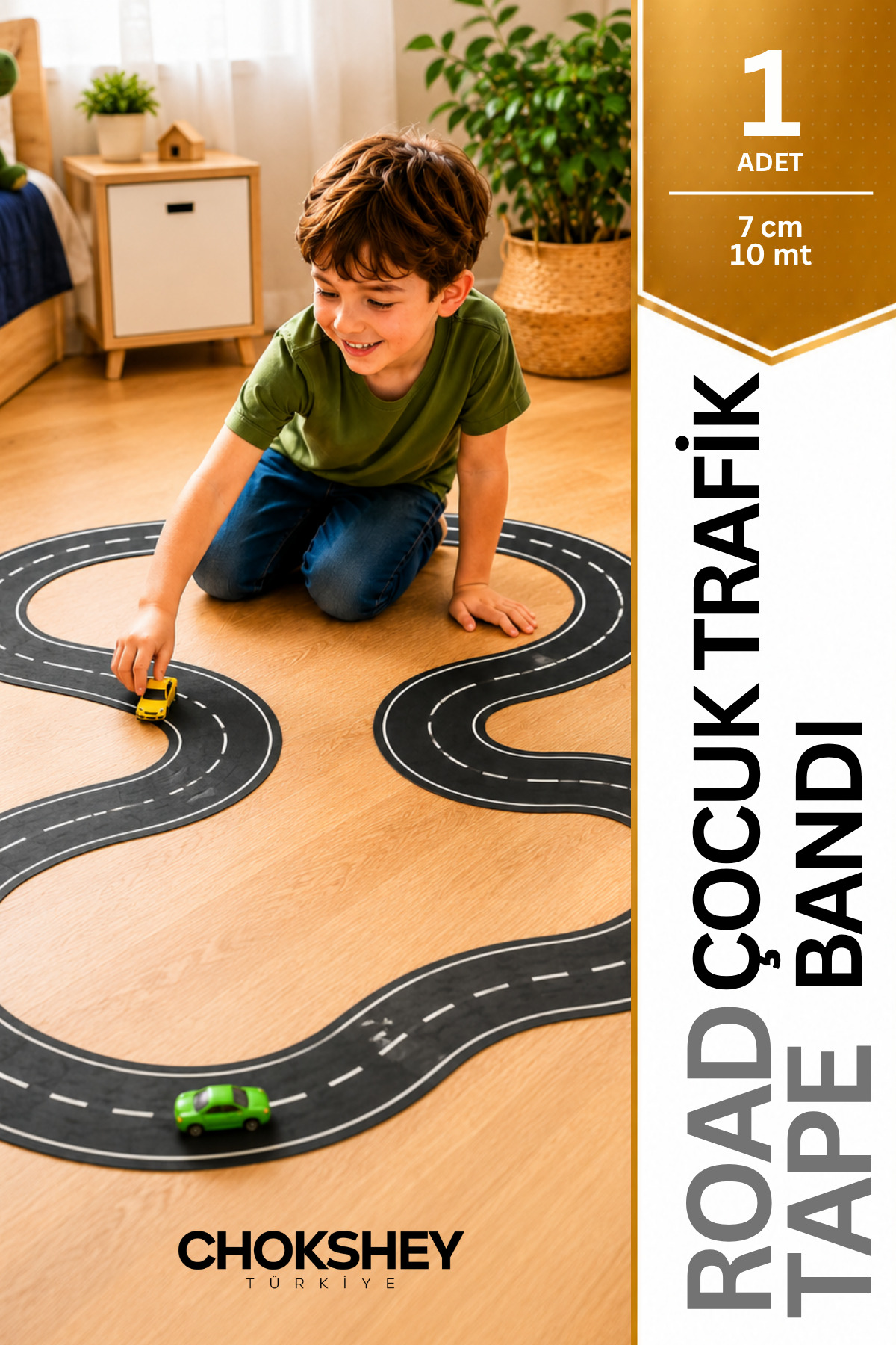 Onba Çocuk Trafik Bandı – Yol/Otoyol/Yarış Pisti Yapım Bandı İz Bırakmaz- 7cm x 10mt - 1 Adet