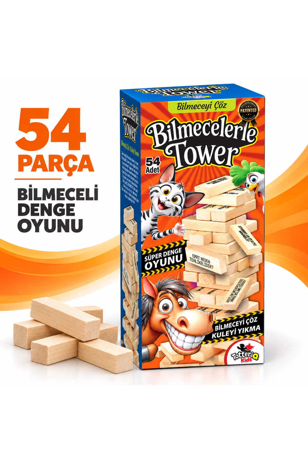 TOTTERİQ Bilmecelerle tower cezalı jenga keyifli denge oyunu 54
