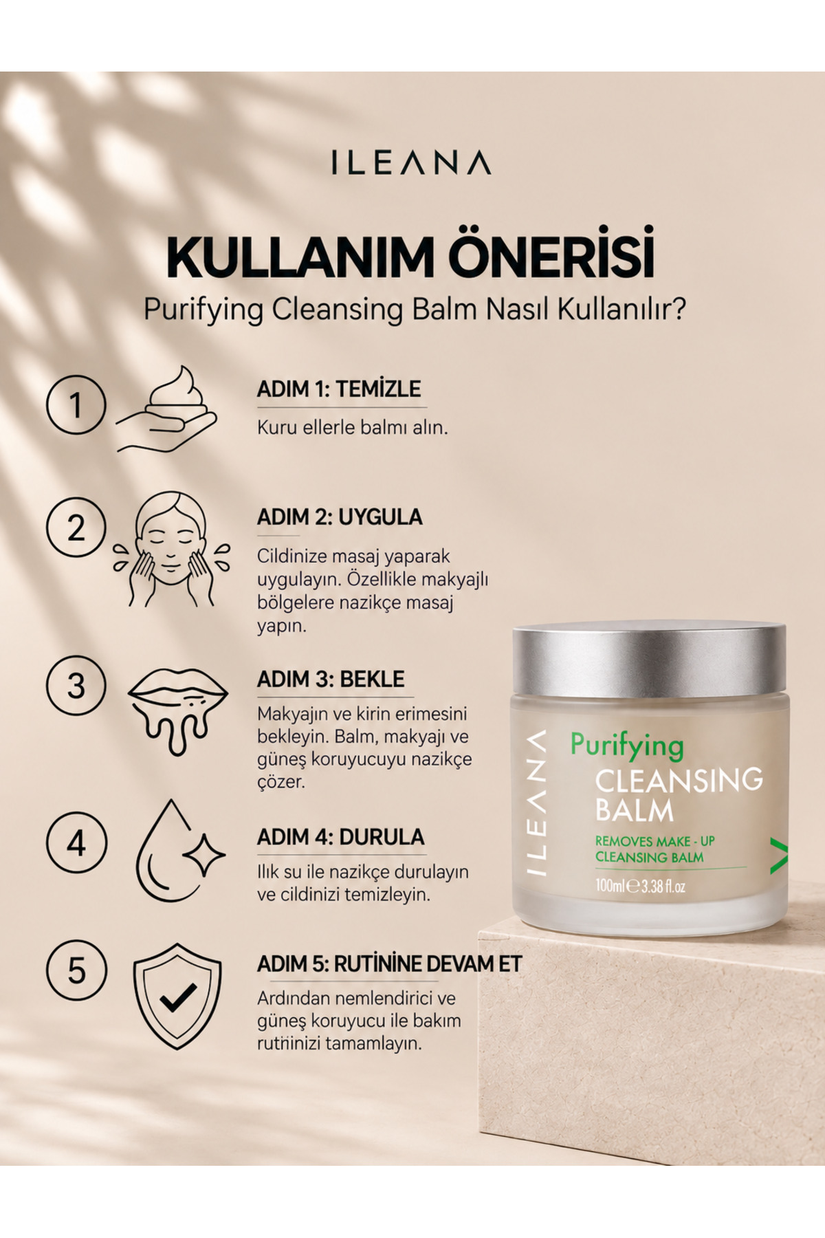 Yağ Bazlı Formül ile Nazik ve Etkili Makyaj Temizleme Balmı 100 ml — ILN_BALM_CLN_5 — تصویر 4 از 5