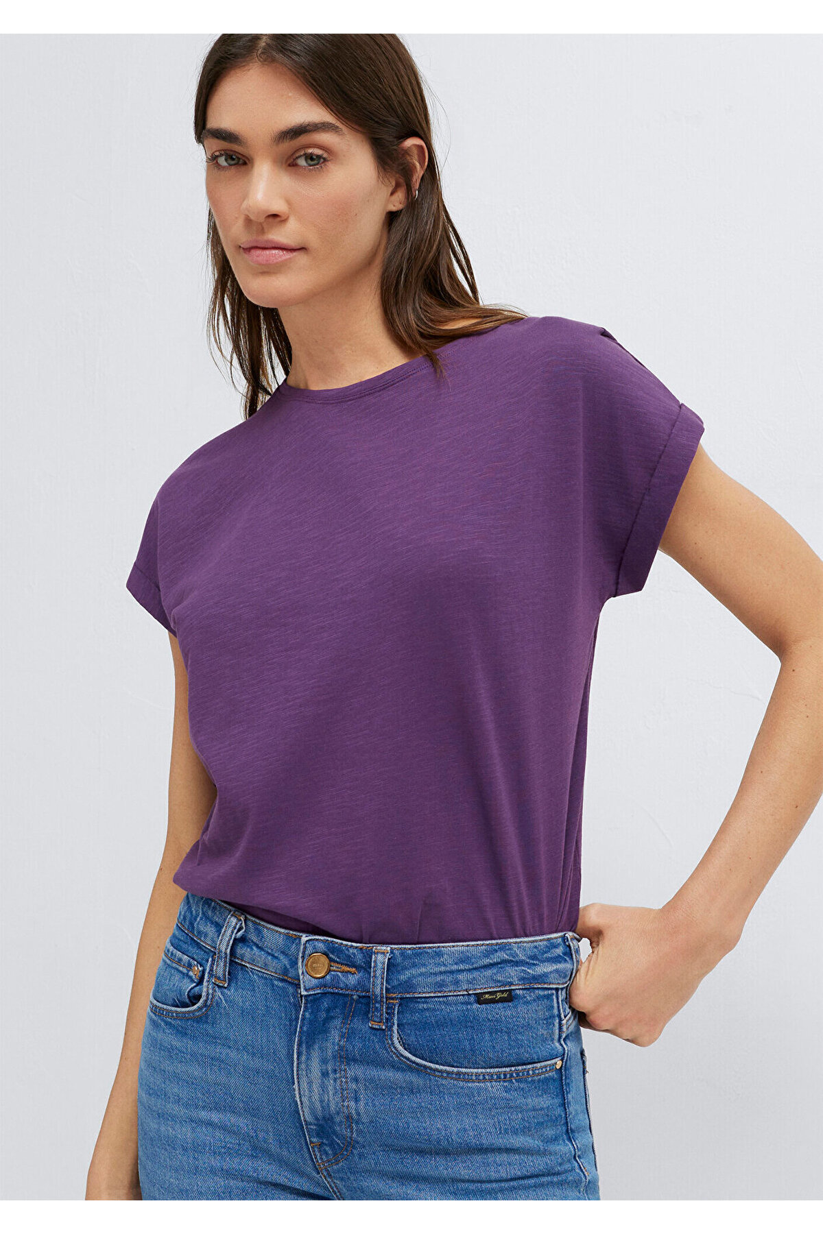 Mavi Bisiklet Yaka Mor Basic Tişört Regular Fit / Normal Kesim