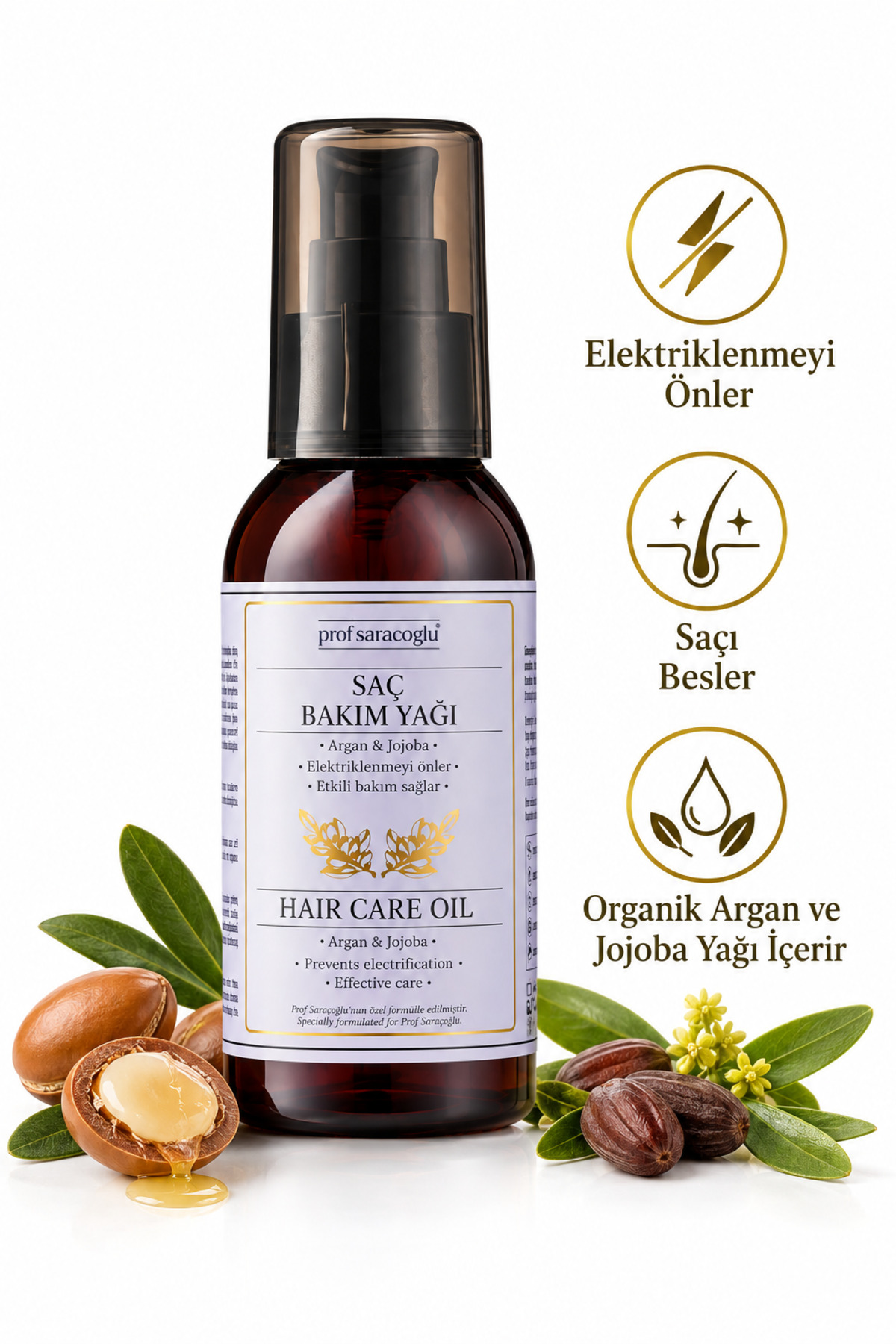 prof saracoğlu Argan Jojoba Saç Bakım Yağı Bitkisel Içerikli 100 ml — KTSB-URN-0054