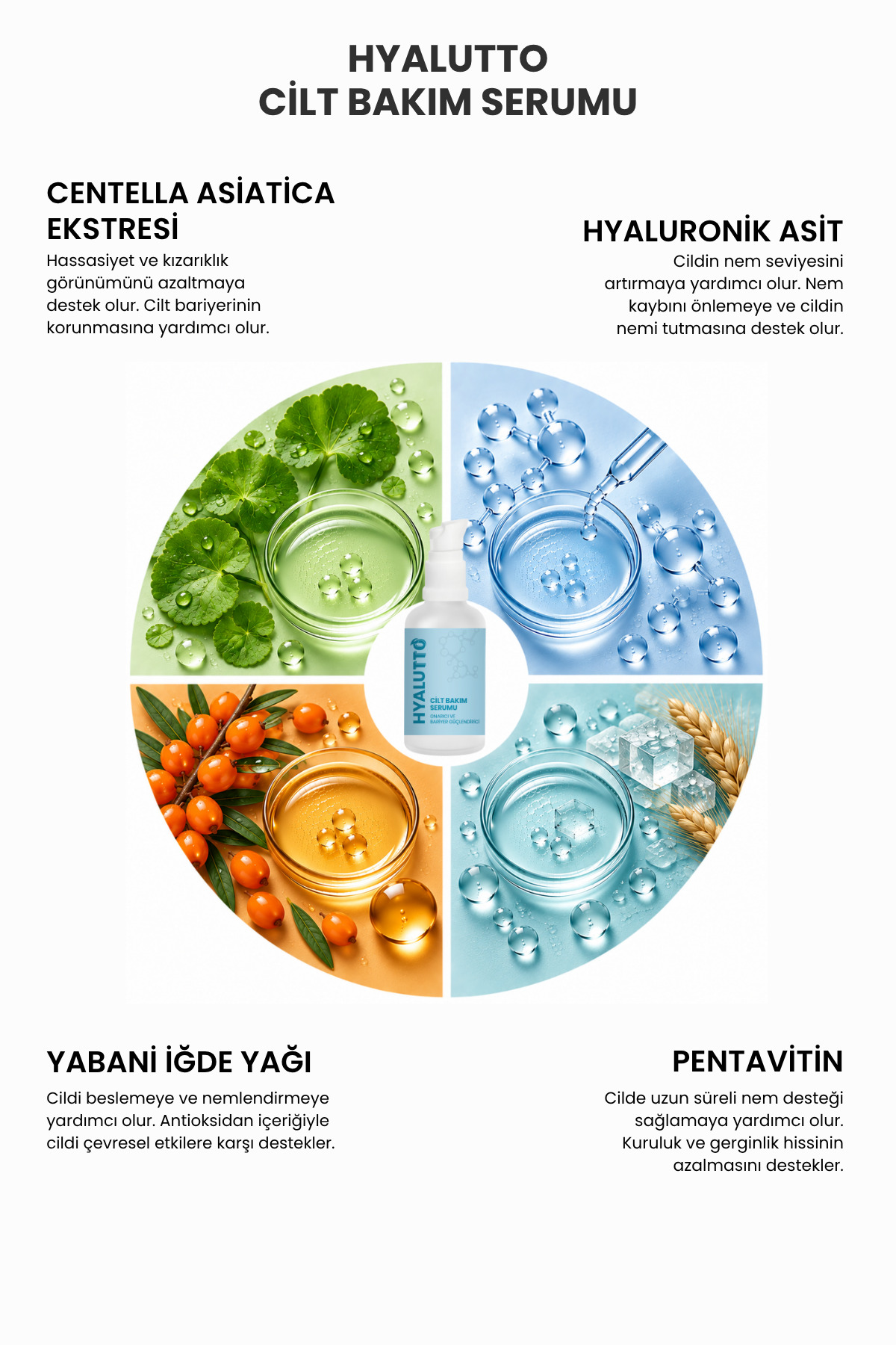 Yüz Serumu Onarıcı Bariyer Destekleyici 30 ml Hyaluronik Asit Hyalutto Cilt Bakımı — 8684576003195 — تصویر 2 از 8
