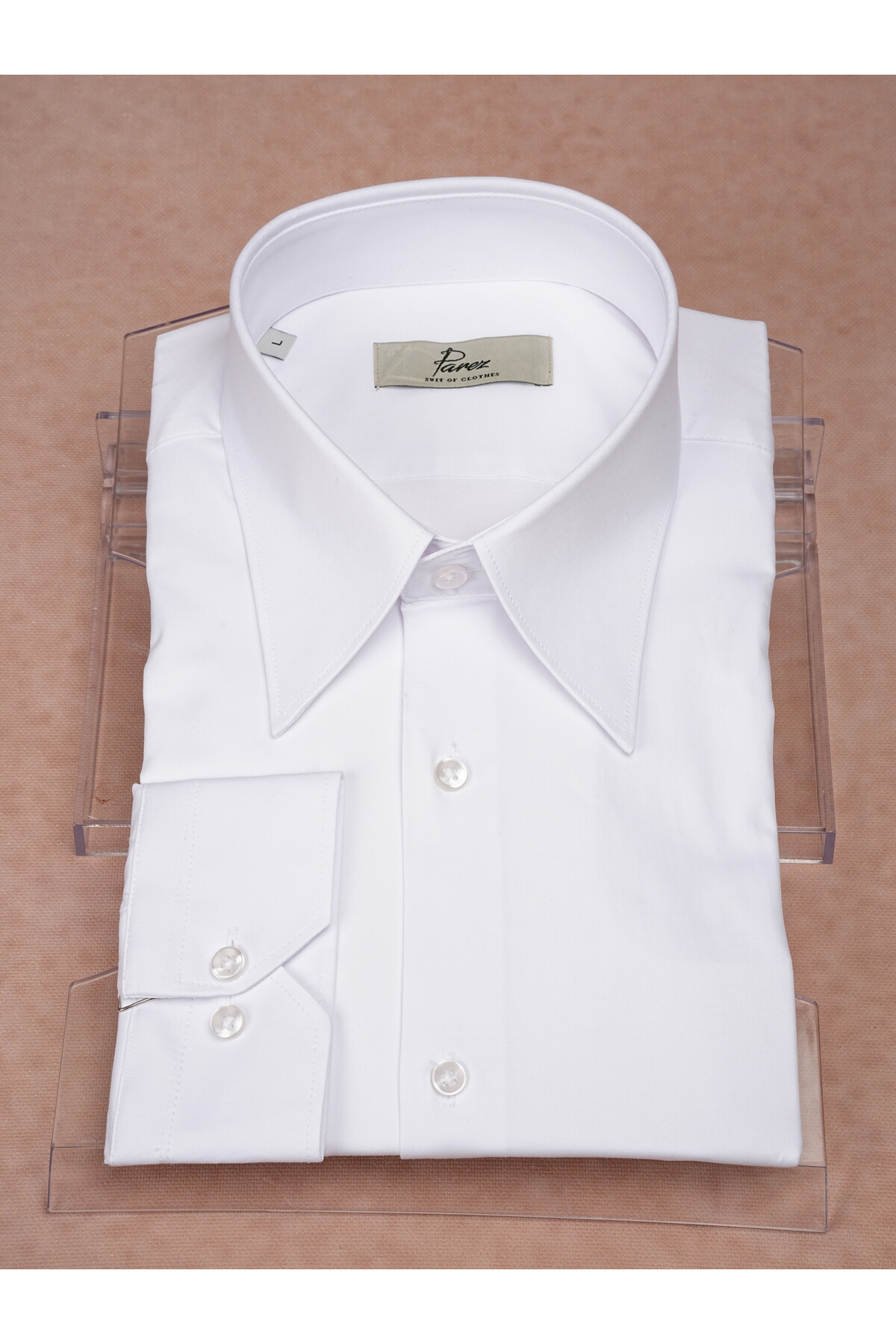 Premium İtalyan Stil Slim Fit Sivri Yaka Erkek Gömlek — سفید XPRZG2038 — تصویر 6 از 8