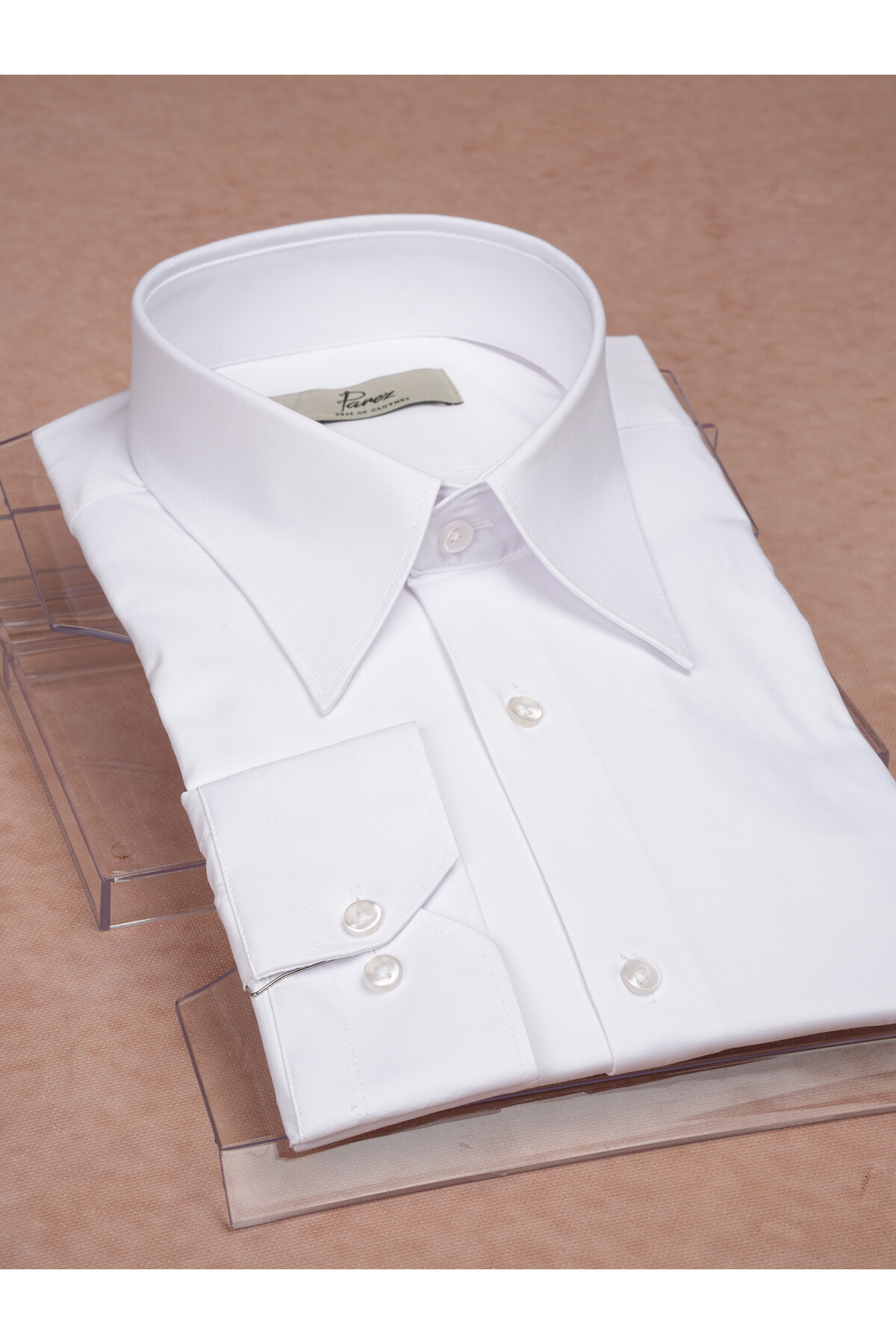 Premium İtalyan Stil Slim Fit Sivri Yaka Erkek Gömlek — سفید XPRZG2038 — تصویر 4 از 8