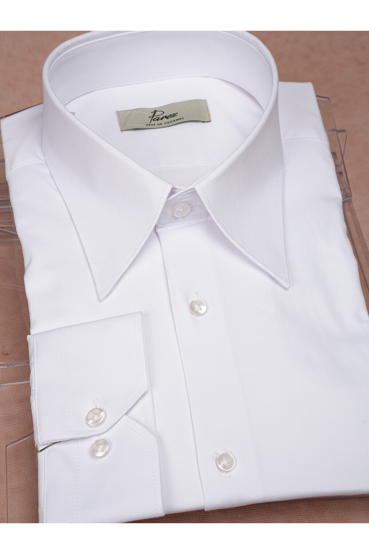 Premium İtalyan Stil Slim Fit Sivri Yaka Erkek Gömlek — سفید XPRZG2038 — تصویر 7 از 8