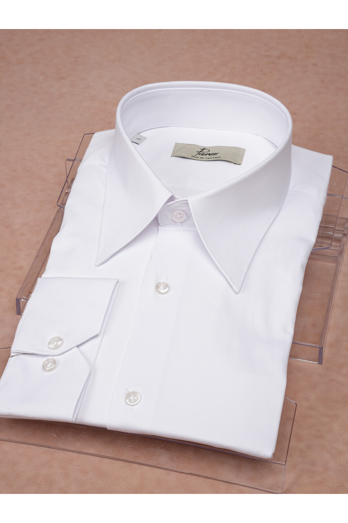 Premium İtalyan Stil Slim Fit Sivri Yaka Erkek Gömlek — سفید XPRZG2038 — تصویر 5 از 8