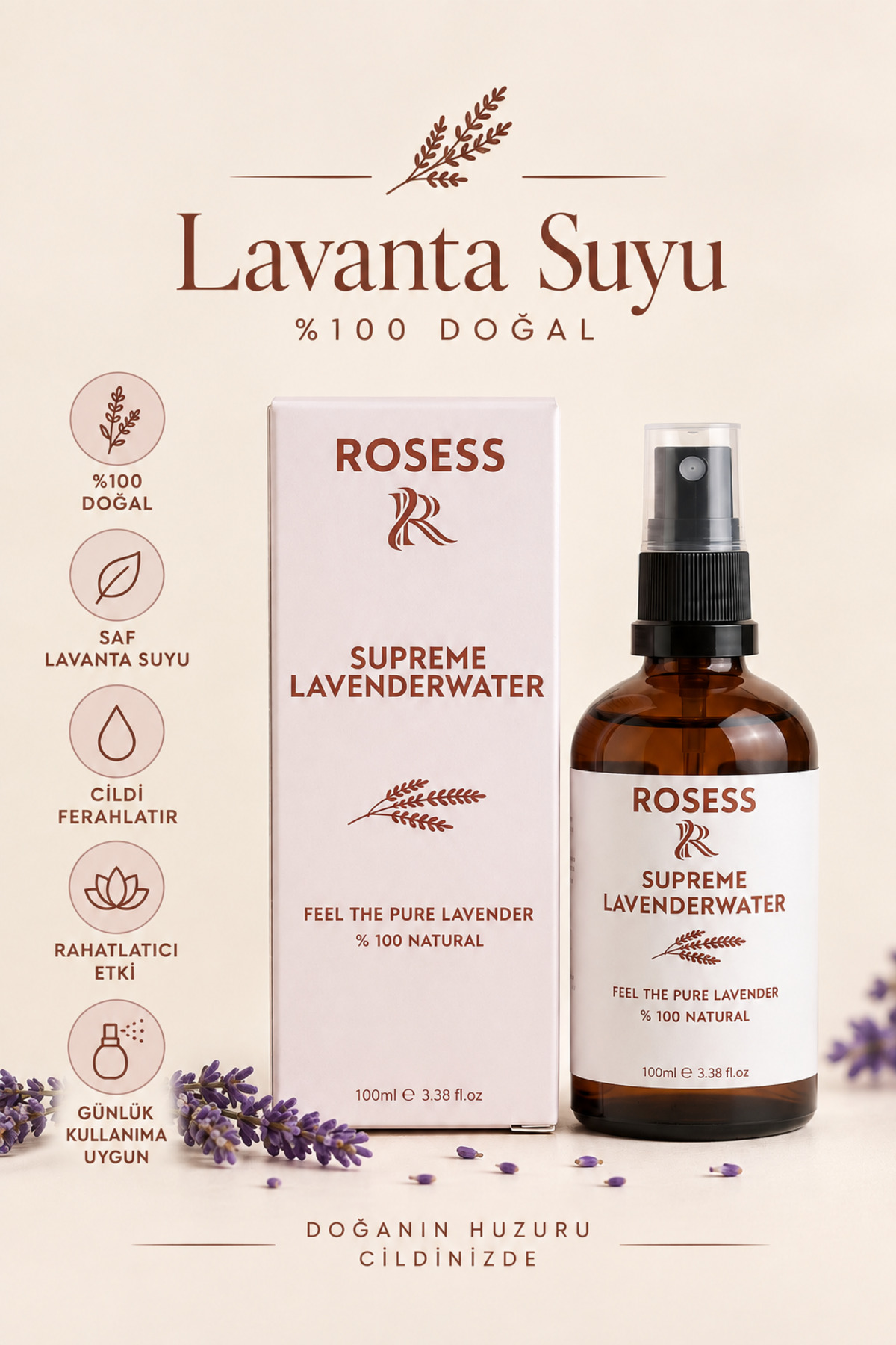 Lavanta Suyu %100 Saf Ve Doğal Canlandırıcı Ve Besleyici Etkili 100ml — lvntsy001