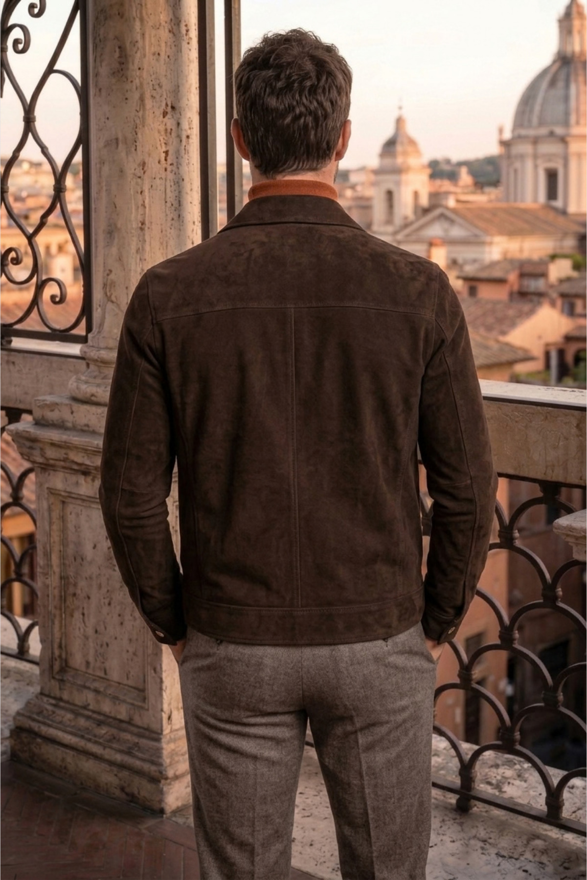 Kane Hakiki Süet Deri Kahve Erkek Mont – Modern Regular Fit, Yumuşak Dokulu Premium Ceket — قهوه‌ای KN51E — تصویر 3 از 4