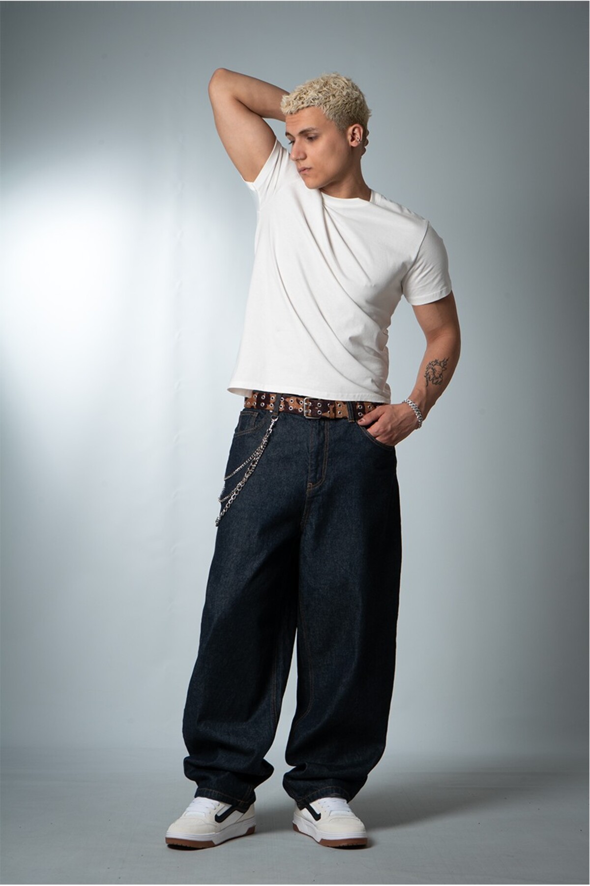 Mass Cut Super Baggy Erkek Jean Pantolon — رنگارنگ CR1012LCSR — تصویر 4 از 8