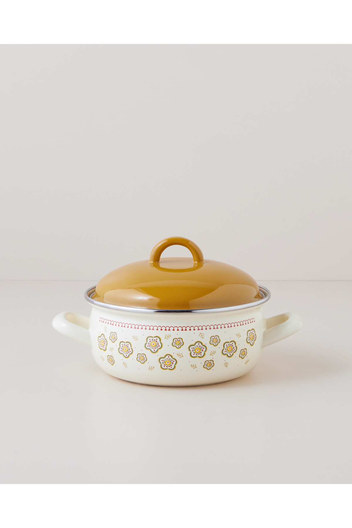 Nostalgic Serenity Emaye Mini Tencere 18 cm Hardal