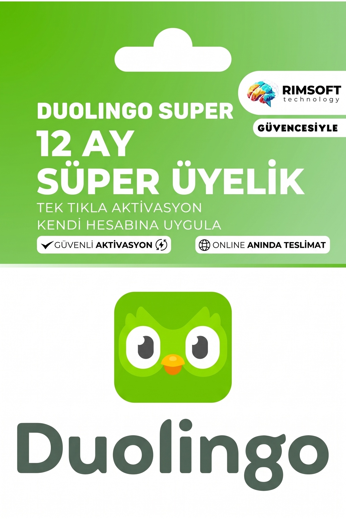 Rimsoft Duolingo Super 12 Aylık aktivasyon Linki Kendi hesabınıza uygulanır