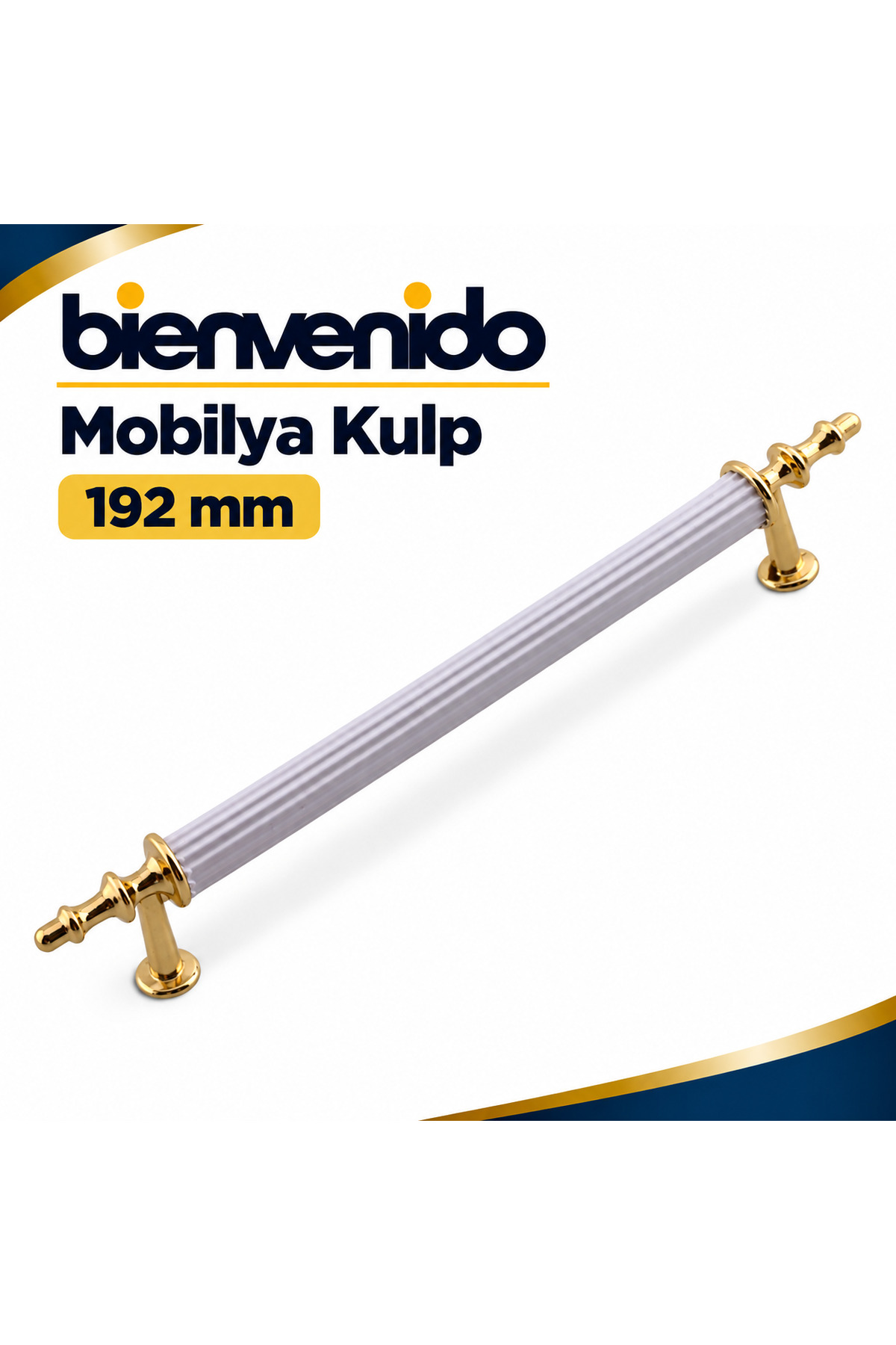 Beyaz Gold Metal Kulp 192 mm Dayanıklı Mobilya Kulbu, Dolap Çekmece için Modern Dekoratif Tasarım