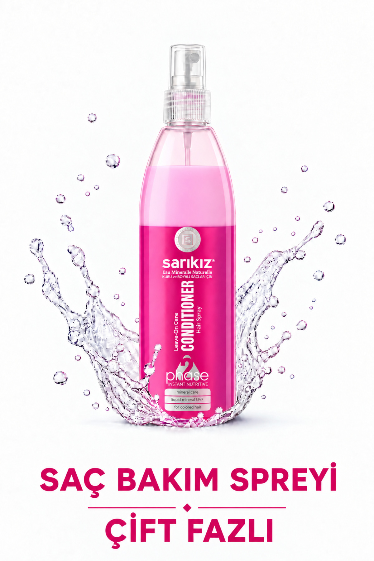 Sarıkız Çift Fazlı Fön Suyu Saç Bakım Spreyi – Elektriklenme Karşıtı, Kolay Tarama ve Parlaklık | 400 ml — 0001conditioner-sarıkız