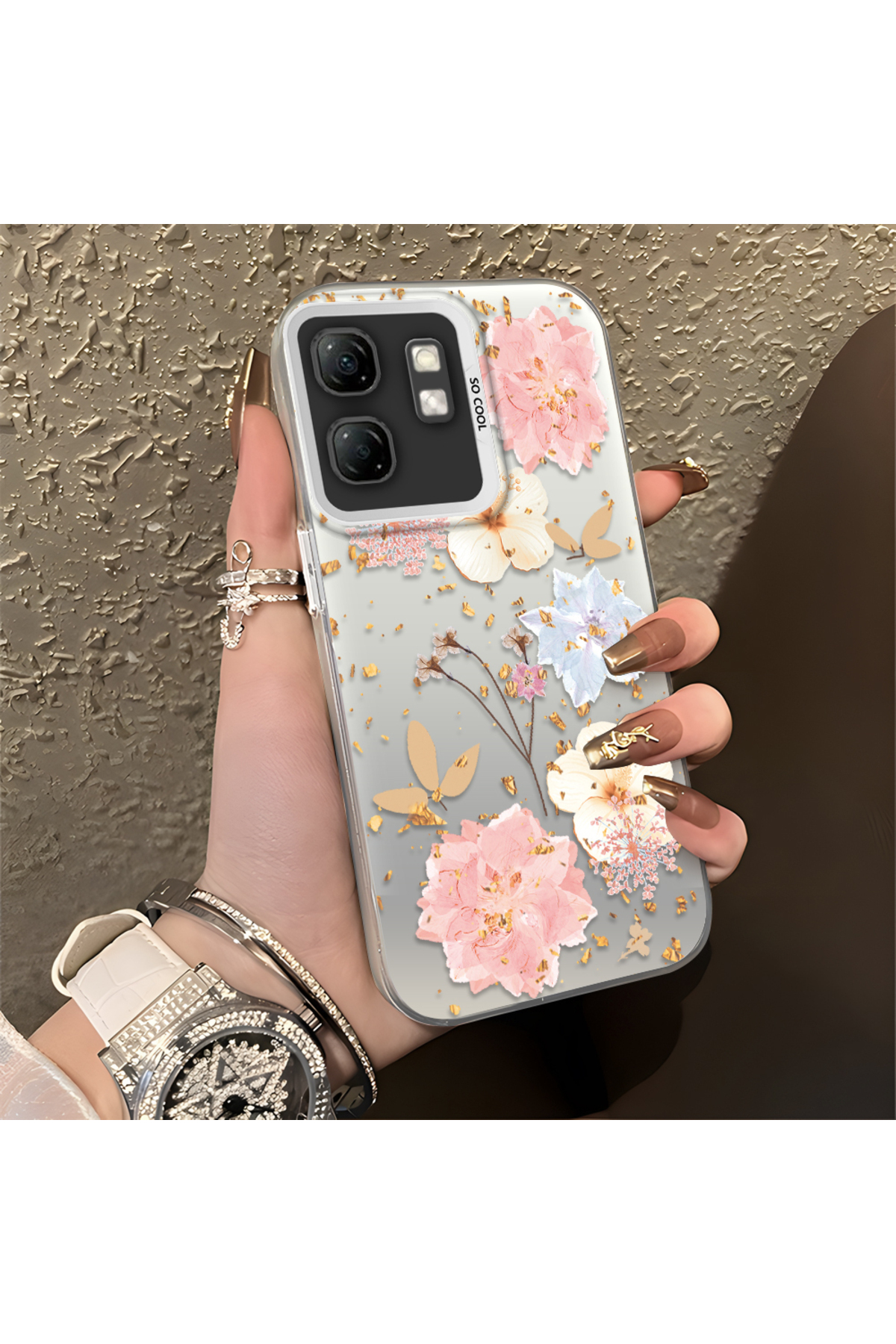 Pastel Bot CASEVIBE Infinix Hot 50i Uyuml Estetik Pastel Çiçek Desenli Dayanıklı ...