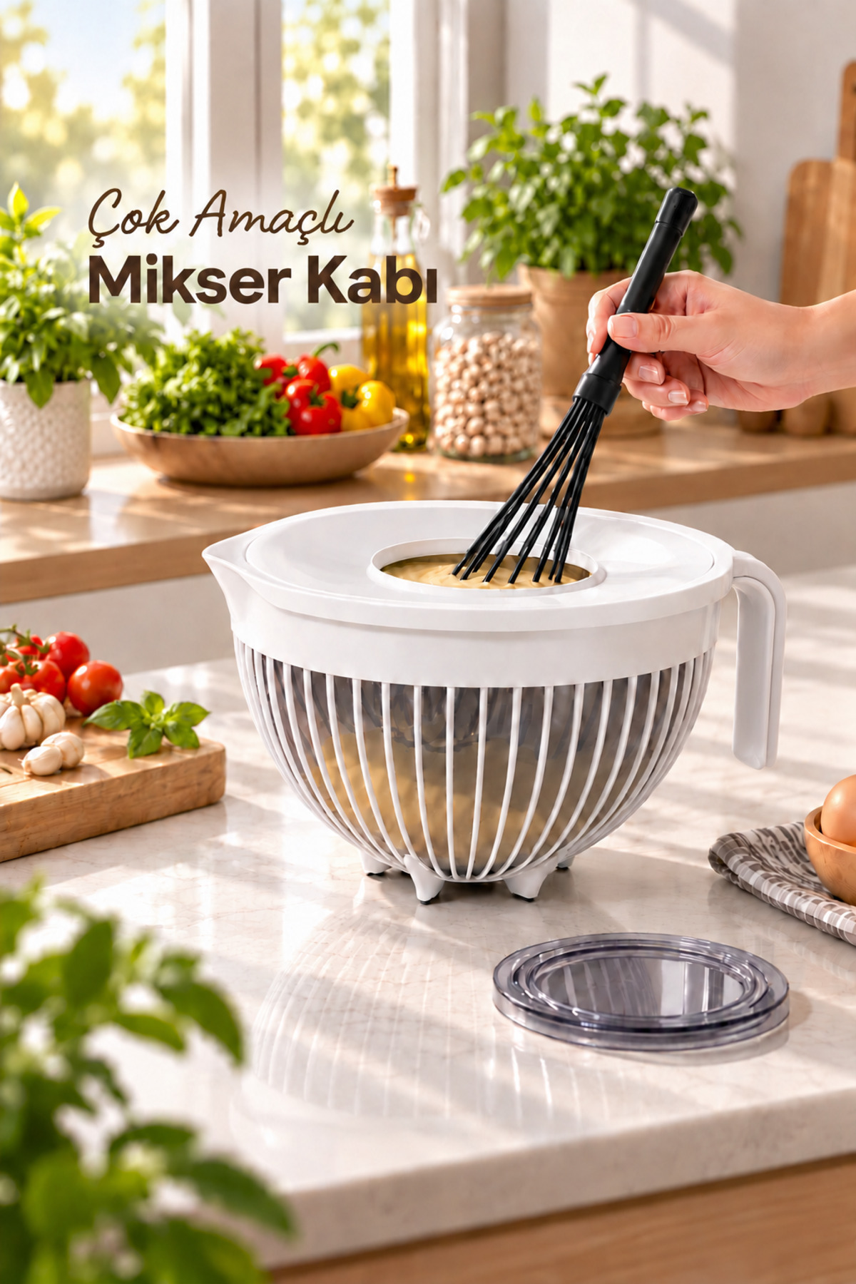 ririmama　Meyer MAXIM 18cm 3 Piece Set Mutfak Köşesi 3 Litre Kapaklı Mikser Kabı – Sızdırmaz Sıçratma