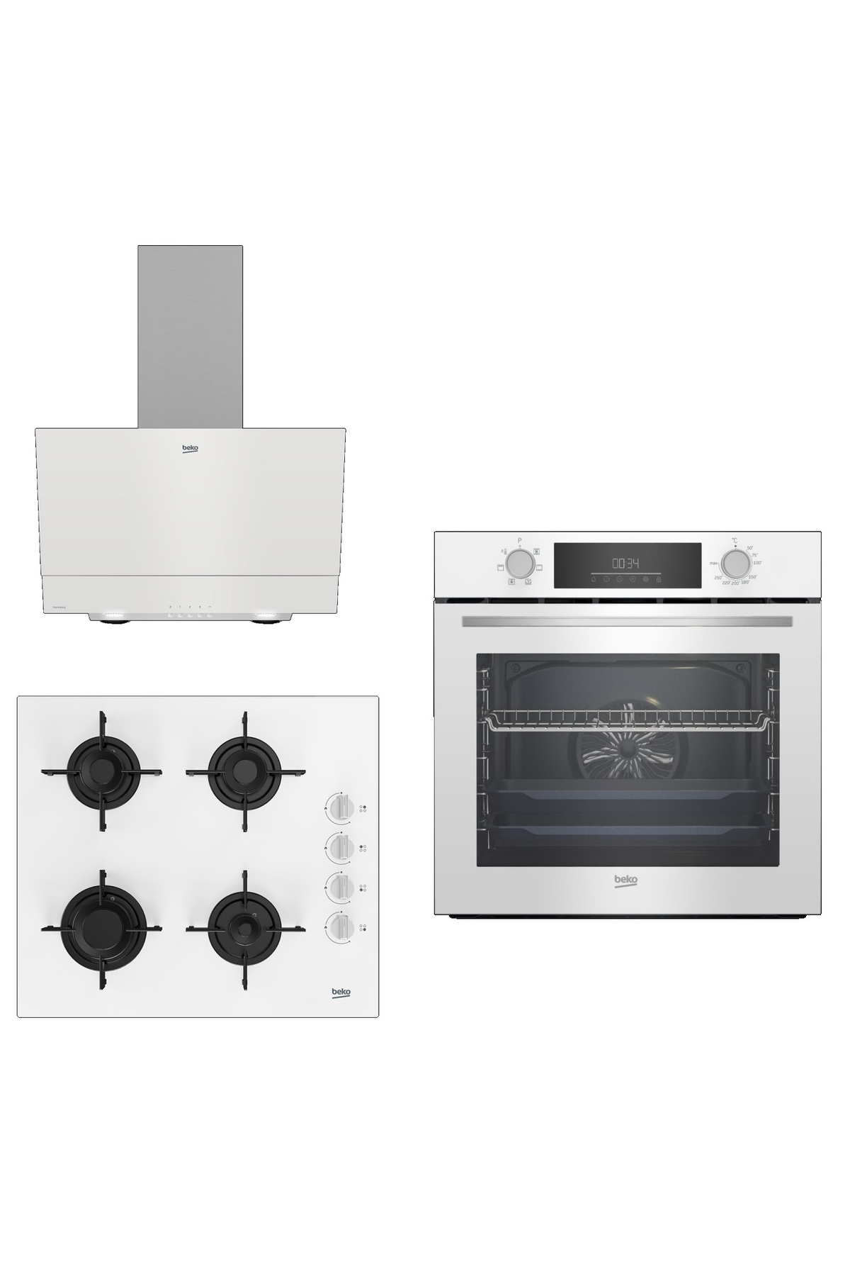 Beko New White Star 3 lü Ankastre Set 688 ( BFC 331 B - BOCD T 6012 EB - BDE 6050 HB )