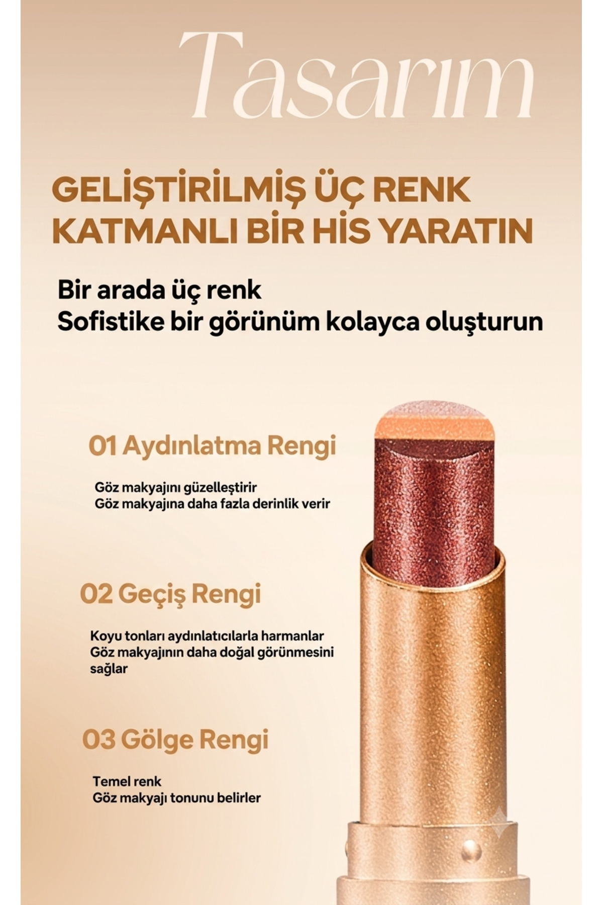 سایه چشم استیک سه رنگ گرادیان با ماندگاری بالا، رنگ شماره ۴ — رنگارنگ SF001 — تصویر 6 از 8