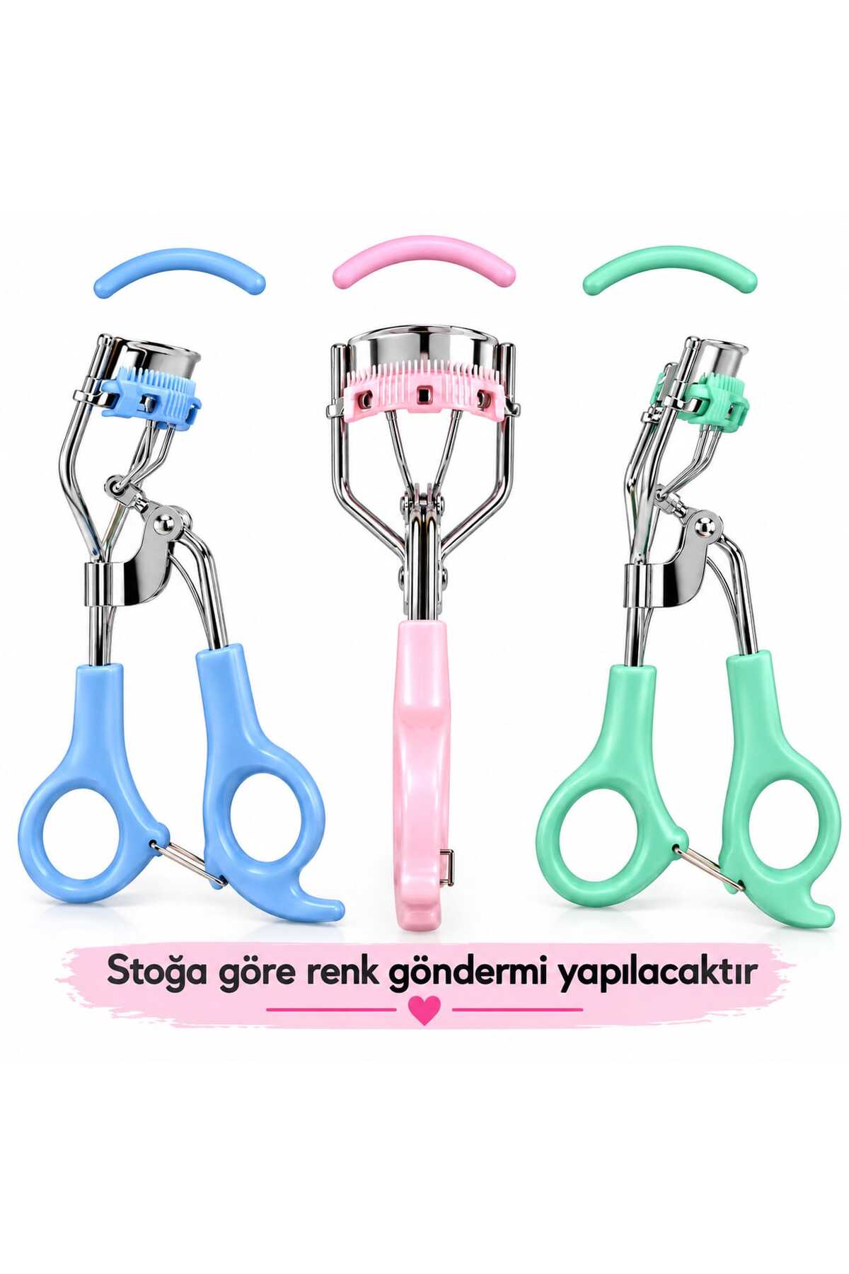 Taraklı Kirpik Kıvırıcı • Kirpik Kıvırıcı • Profesyonel Kirpik Kıvırcı • Karma Renk Gönderimi yapılmaktadır ( 1 Adet ) — فیروزه‌ای taraklı kirpik kıvırıcı 1 tane yedek uç — تصویر 2 از 5