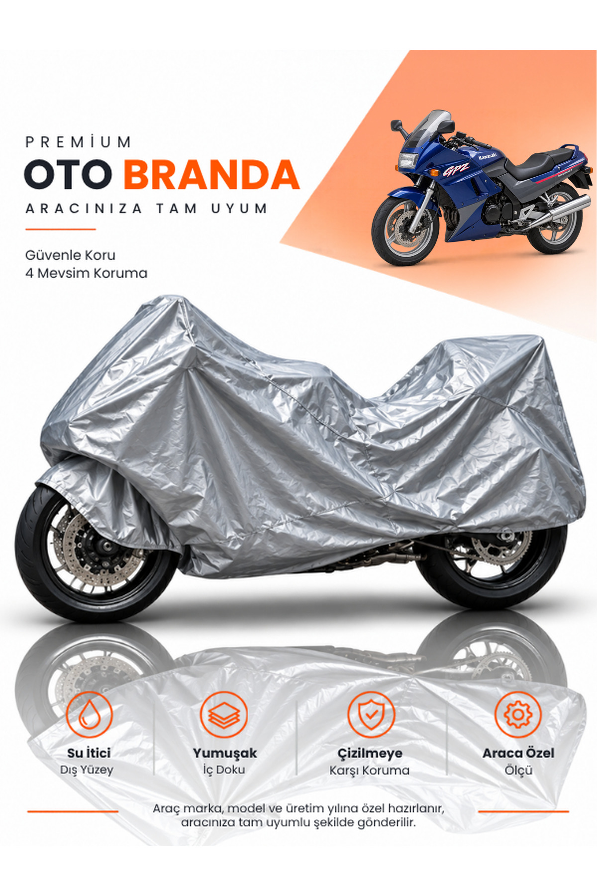 KAWASAKİ GPZ (1995-1998) SPOR Uyumlu Motosiklet Brandası Motor Brandası Motor Örtüsü Motor Çadırı