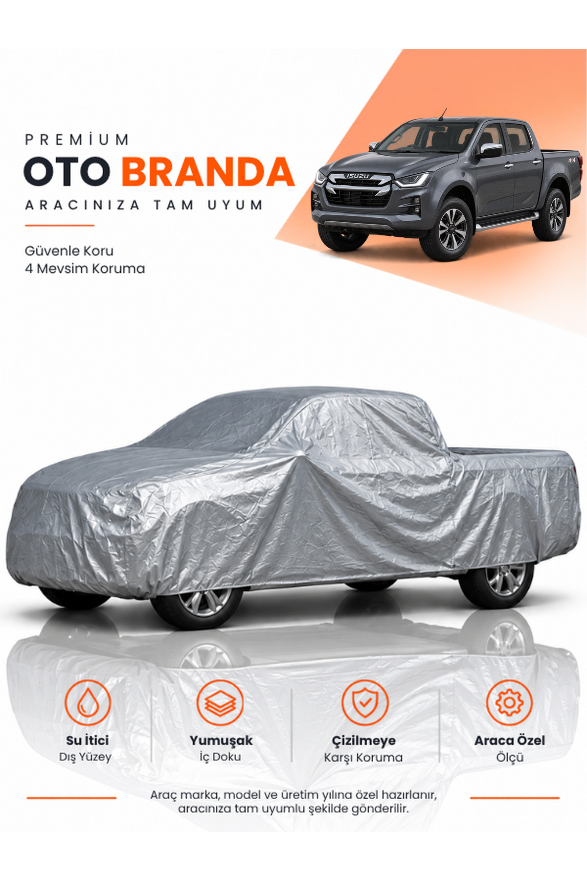 ISUZU D-MAX RT 2. NESİL (2020-2020) PICKUP Uyumlu Araba Brandası Oto Branda Araba Örtüsü Araç Çadırı