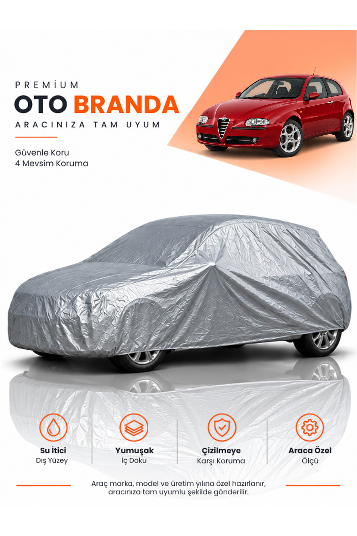 ALFA ROMEO 147 (2000-2004) HATCHBACK Uyumlu Araba Brandası Oto Branda Araba Örtüsü Araç Çadırı