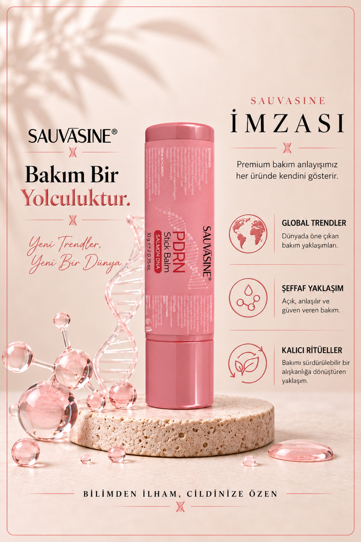 PDRN İçeren Stick Bakım Balmı 10 g | Hyaluronik Asit, Niacinamide, Kolajen ve Peptit İçeren Günlük Bakım Formülü — SAUPDRNS10 — تصویر 8 از 8