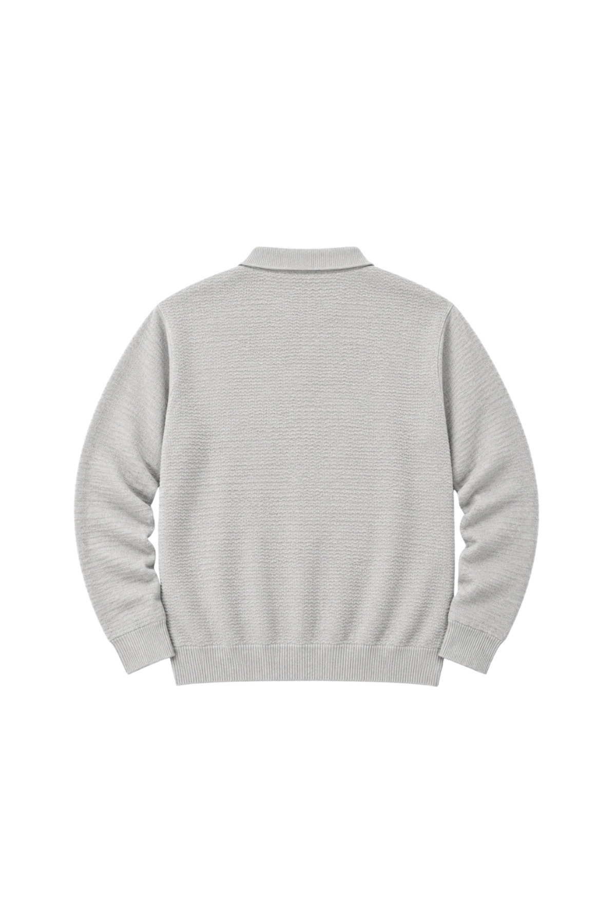 Erkek Büyük Beden Bej Polo Yaka Fermuarlı Dokulu Triko Kazak 3XL-4XL-5XL-6XL — بژ BM-471 — تصویر 5 از 6