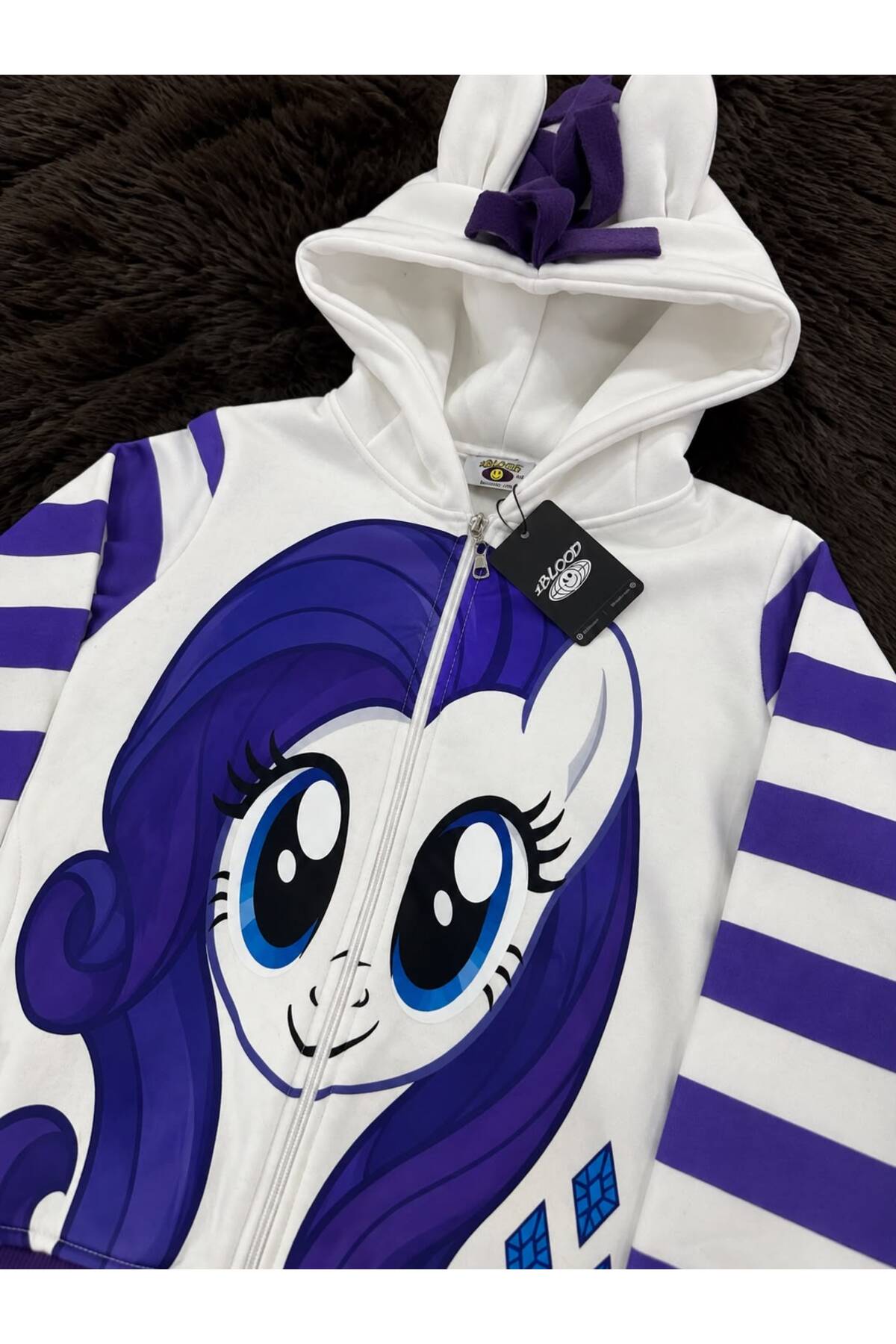 My Little Pony Rarity Desenli Kapüşonlu Fermuarlı Sweatshirt — سفید P4570S9992 — تصویر 2 از 4