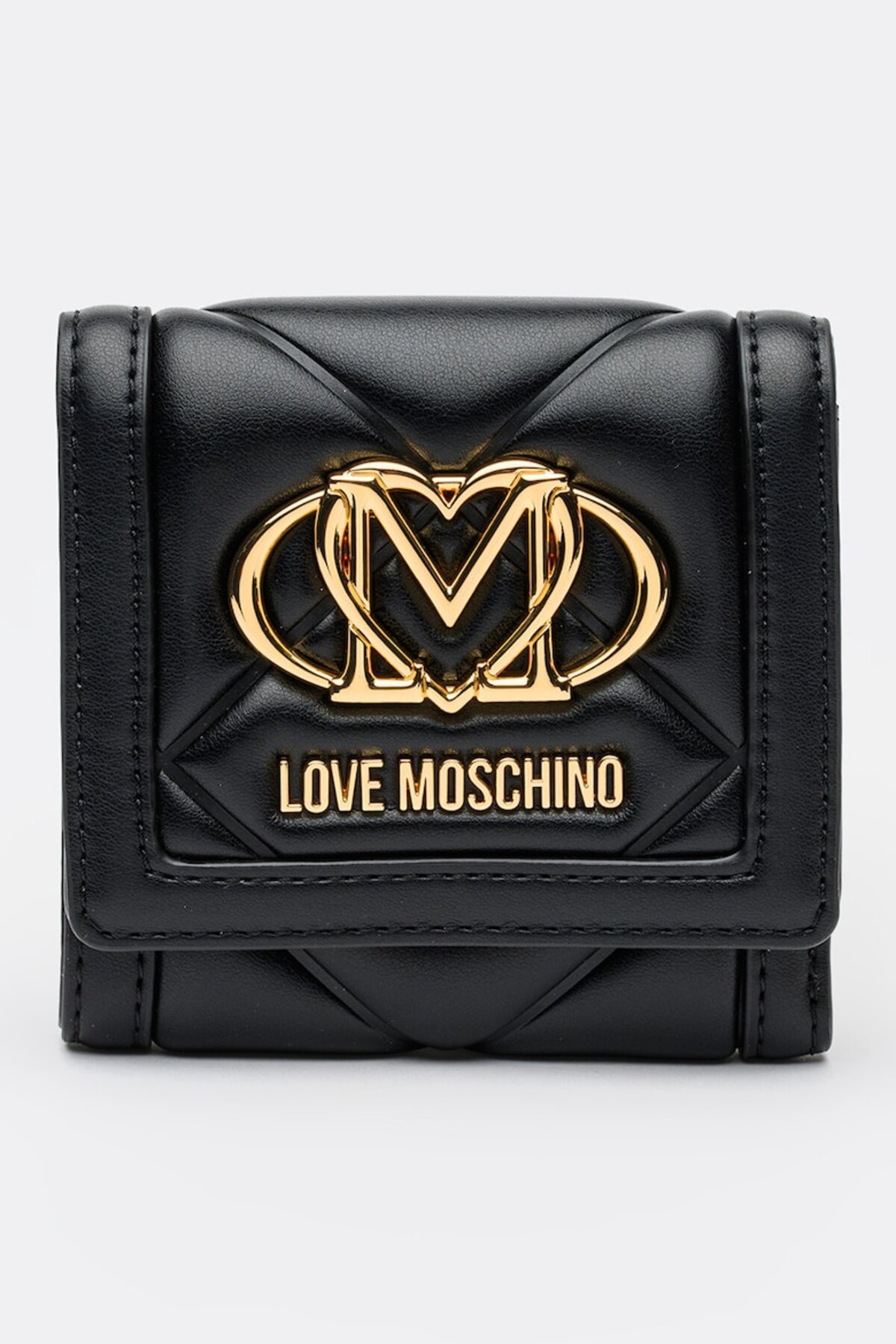 ともきち　レディース　BLK M Love Moschino Kadın Metalik Logo Desenli Fermuar Bölmeli Hakiki