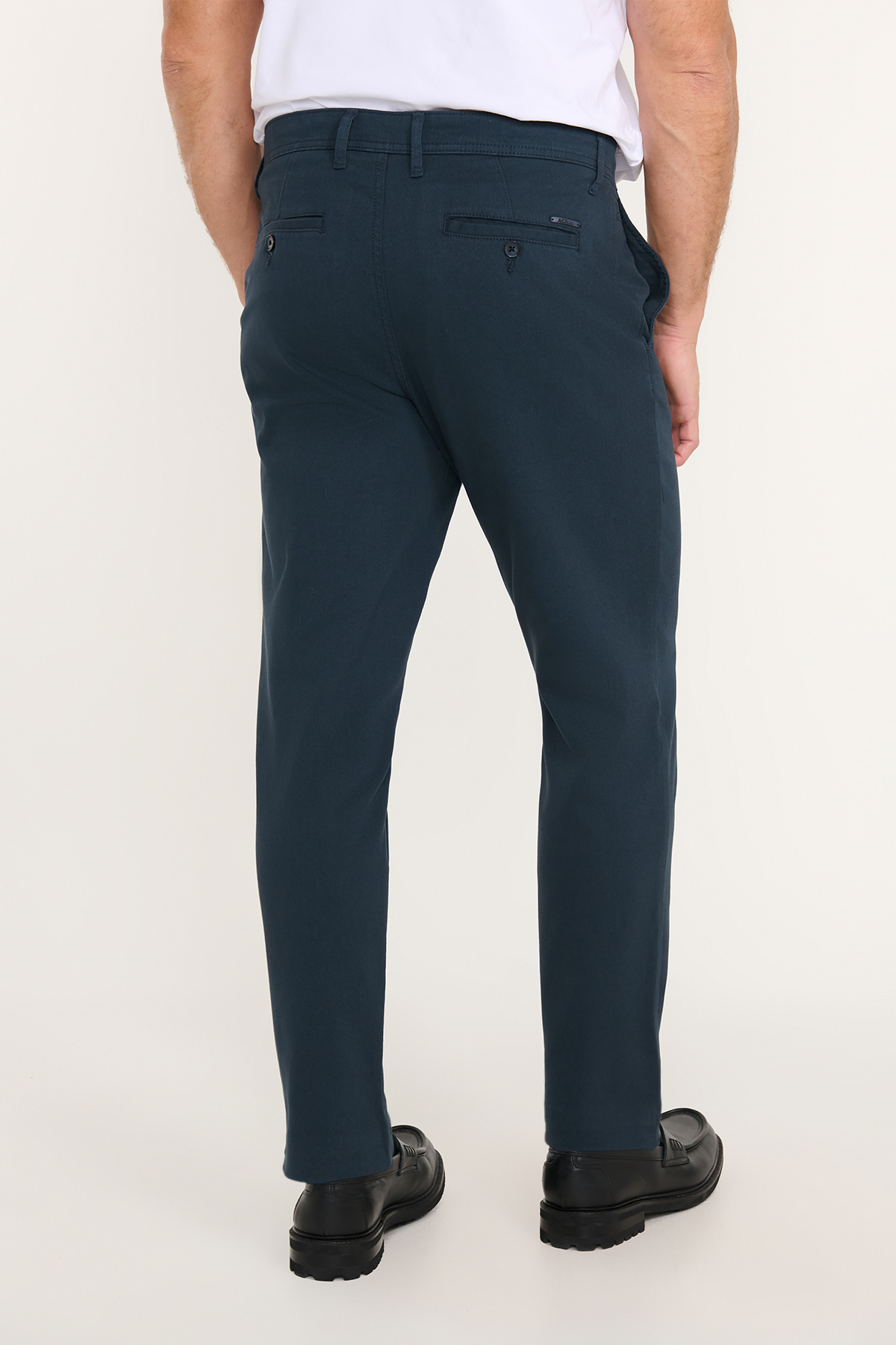 Erkek Lacivert Pamuklu Tapered Fit Yan Cepli Diagonal Desenli Esnek Casual Pantolon — سرمه‌ای ET0120000002 — تصویر 3 از 4